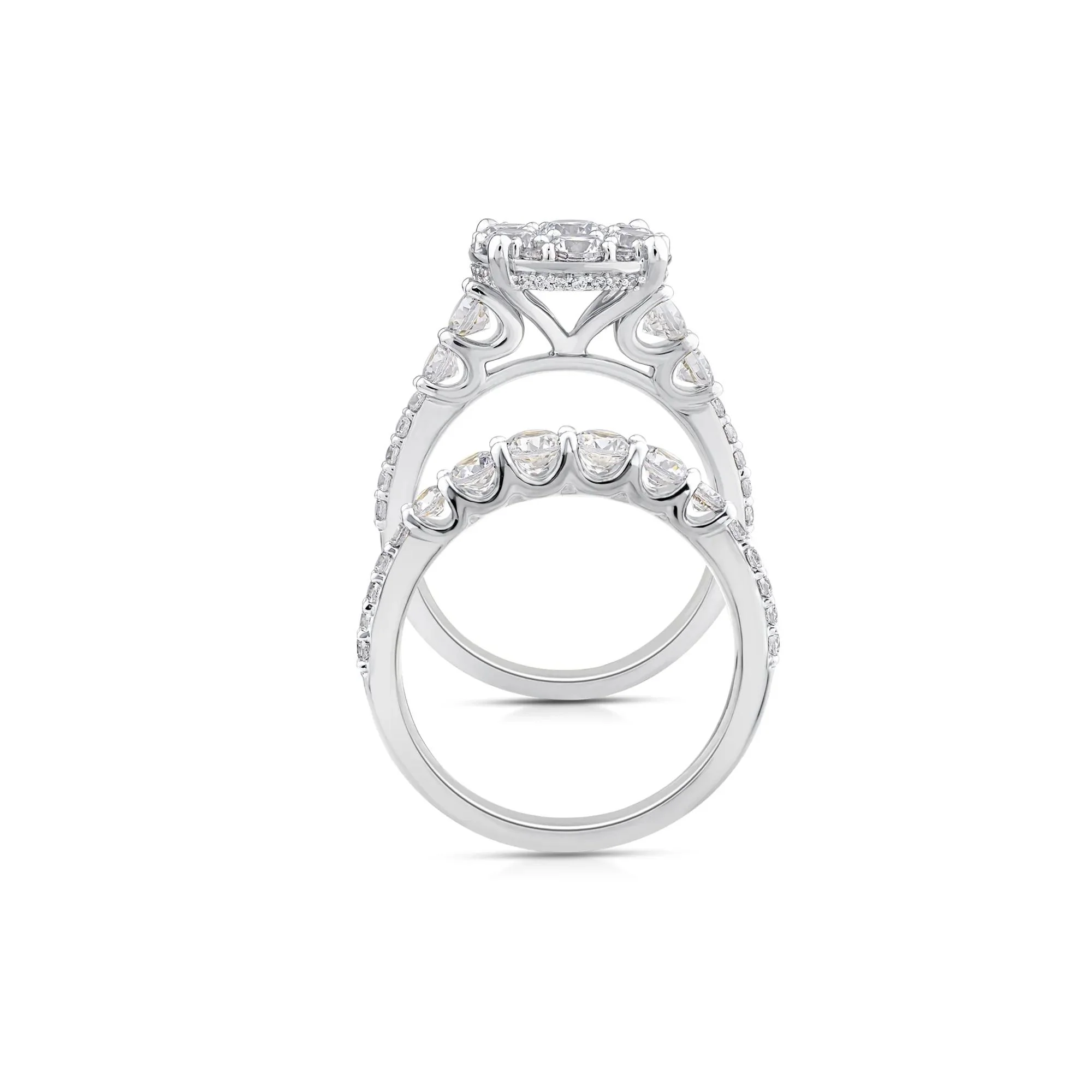 3 CT. Tw. Lab Grown Diamond Round Composite Engagement Ring 10K White Gold Round Brilliant Cut Size 7 - Image 2