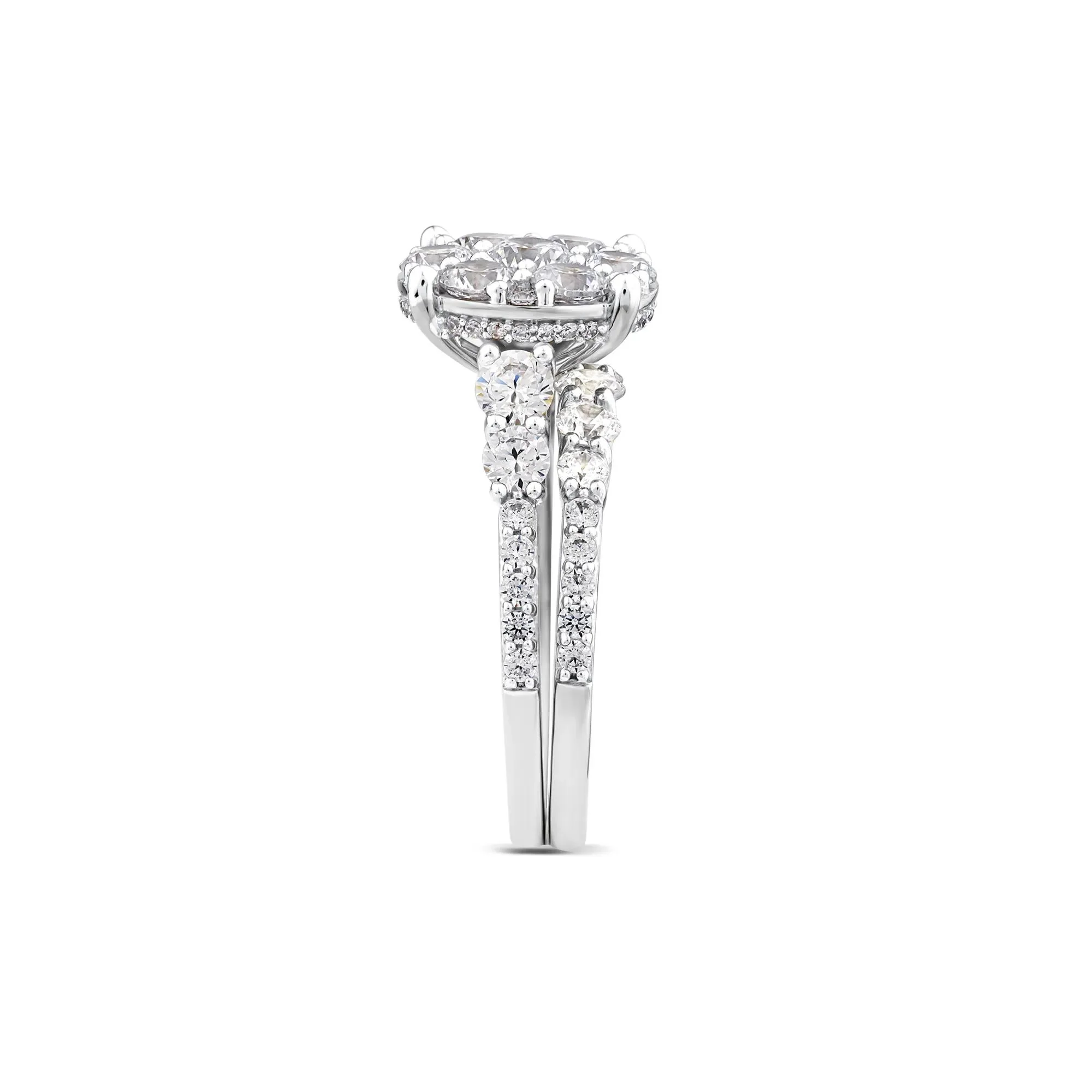 3 CT. Tw. Lab Grown Diamond Round Composite Engagement Ring 10K White Gold Round Brilliant Cut Size 7.5 - Image 3