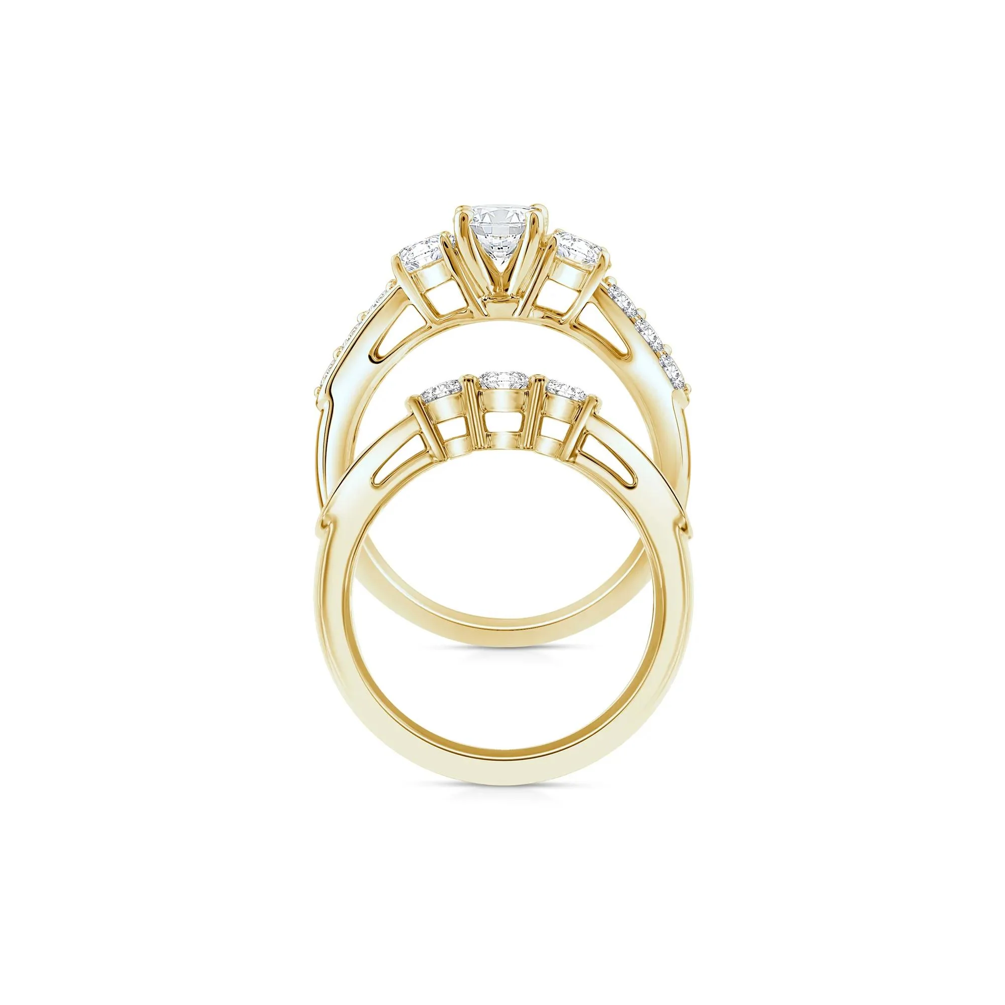 2 1/4 CT. Tw. Lab Grown Diamond Bridal Set 10K Yellow Gold Ring Round Brilliant Cut Size 7 2mm - Image 2