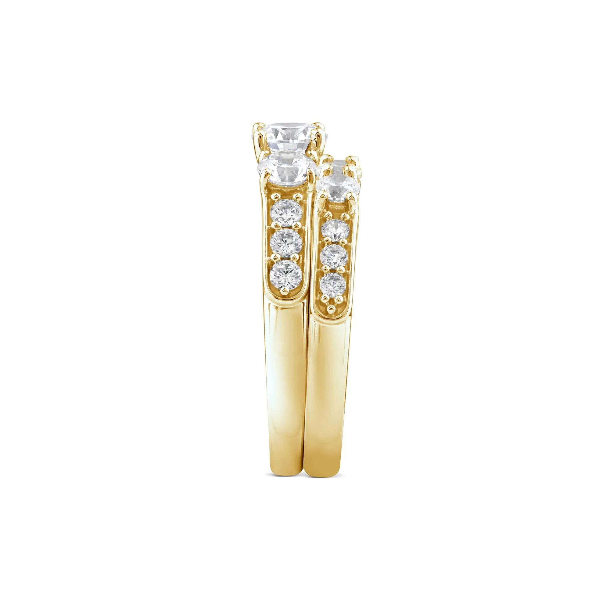 2 1/4 CT. Tw. Lab Grown Diamond Bridal Set 10K Yellow Gold Ring Round Brilliant Cut Size 8 2mm - Image 3