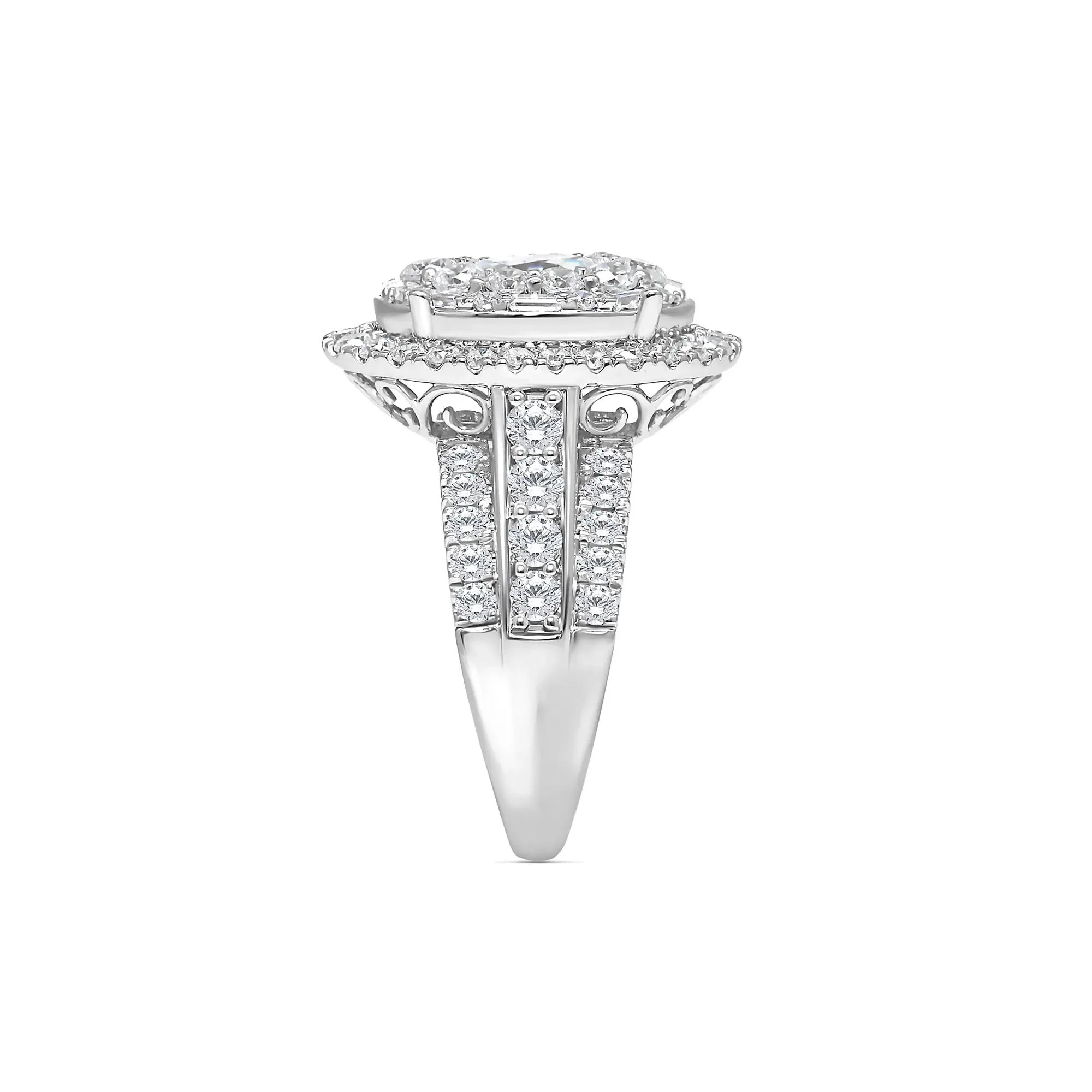3 CT. Tw. Lab Grown Diamond Composite Center Ring 10K White Gold Round Brilliant Cut Size 6 - Image 3