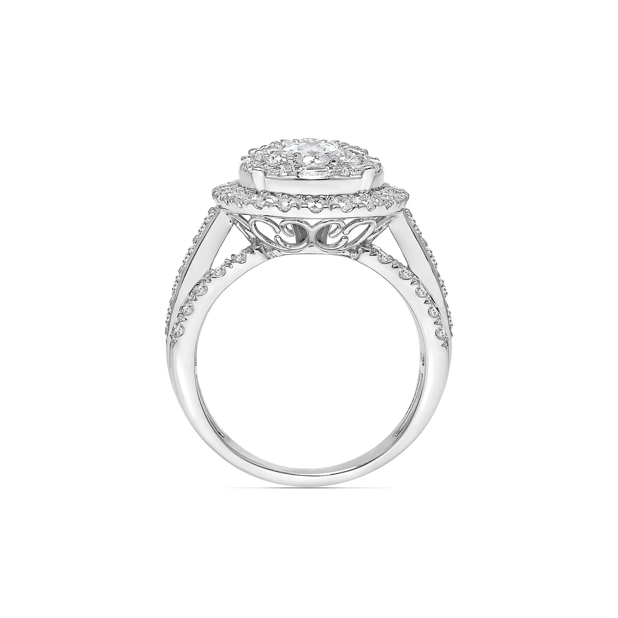 3 CT. Tw. Lab Grown Diamond Composite Center Ring 10K White Gold Round Brilliant Cut Size 8.5 - Image 2