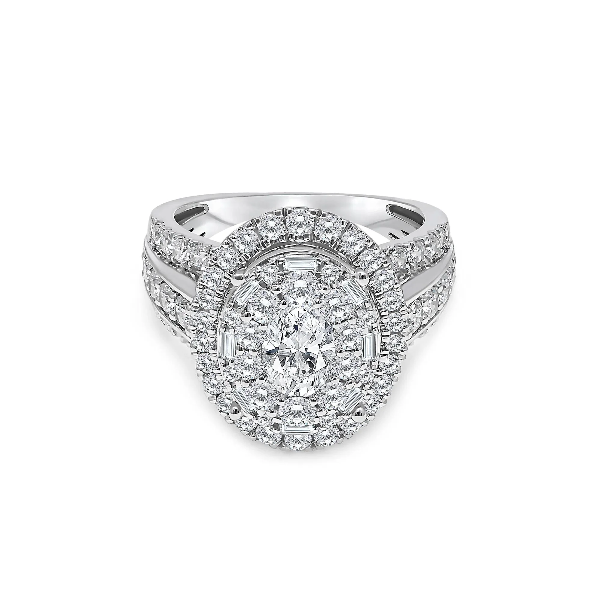 3 CT. Tw. Lab Grown Diamond Composite Center Ring 10K White Gold Round Brilliant Cut Size 9
