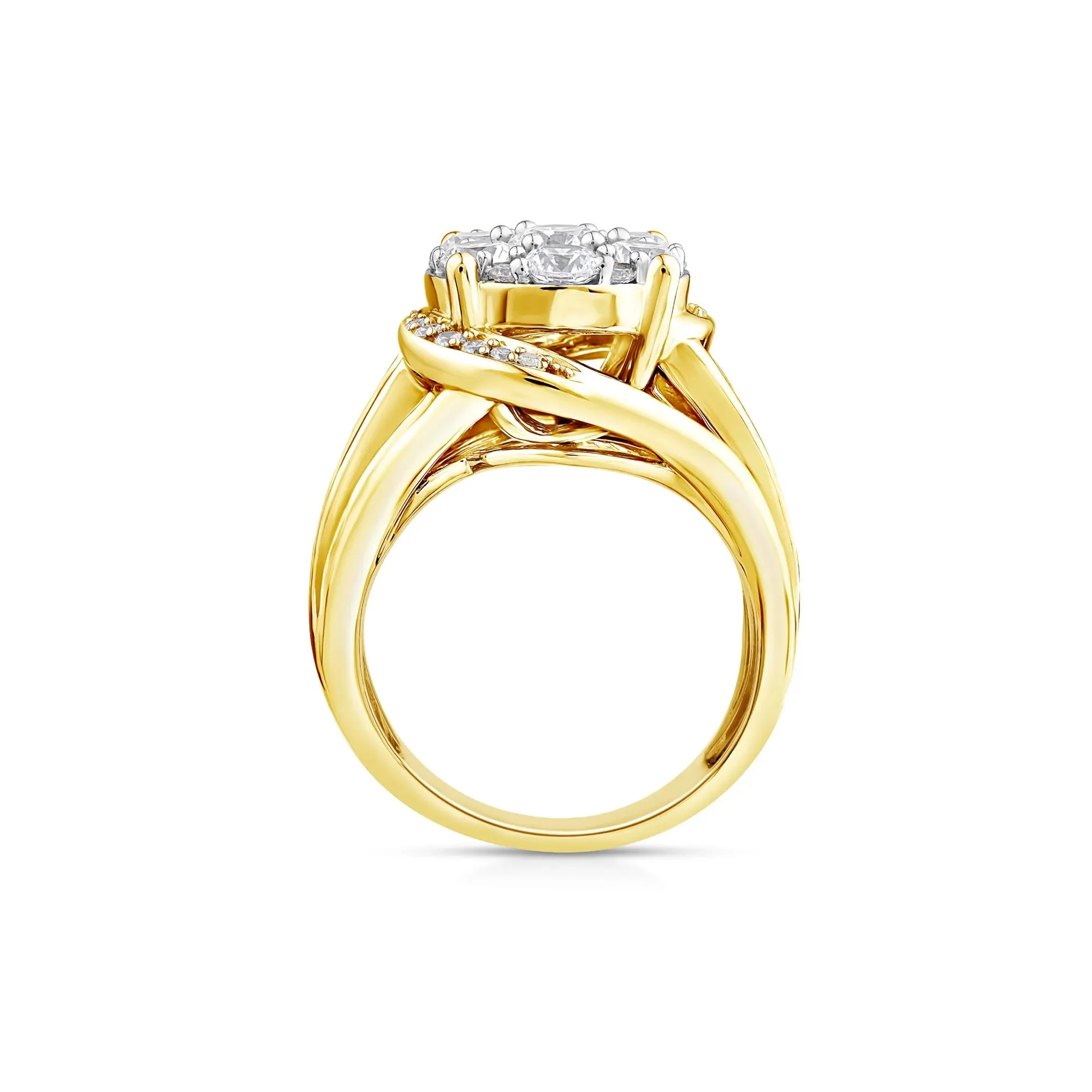 3 CT. Tw. Lab Grown Diamond Composite Engagement Ring 10K Yellow Gold Round Brilliant Cut Size 6 - Image 2