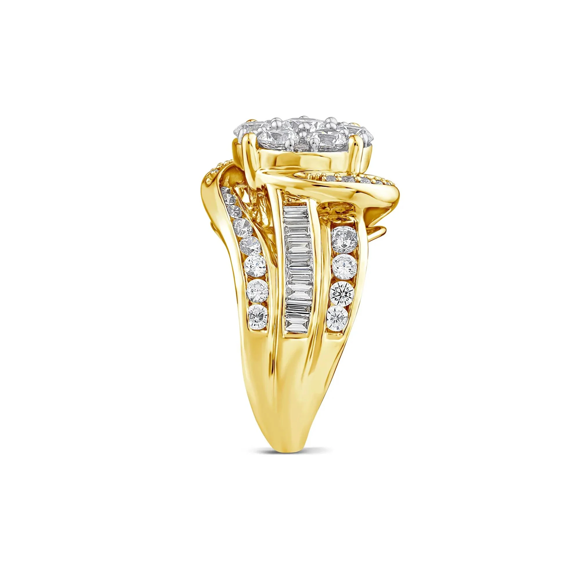 3 CT. Tw. Lab Grown Diamond Composite Engagement Ring 10K Yellow Gold Round Brilliant Cut Size 7 - Image 3