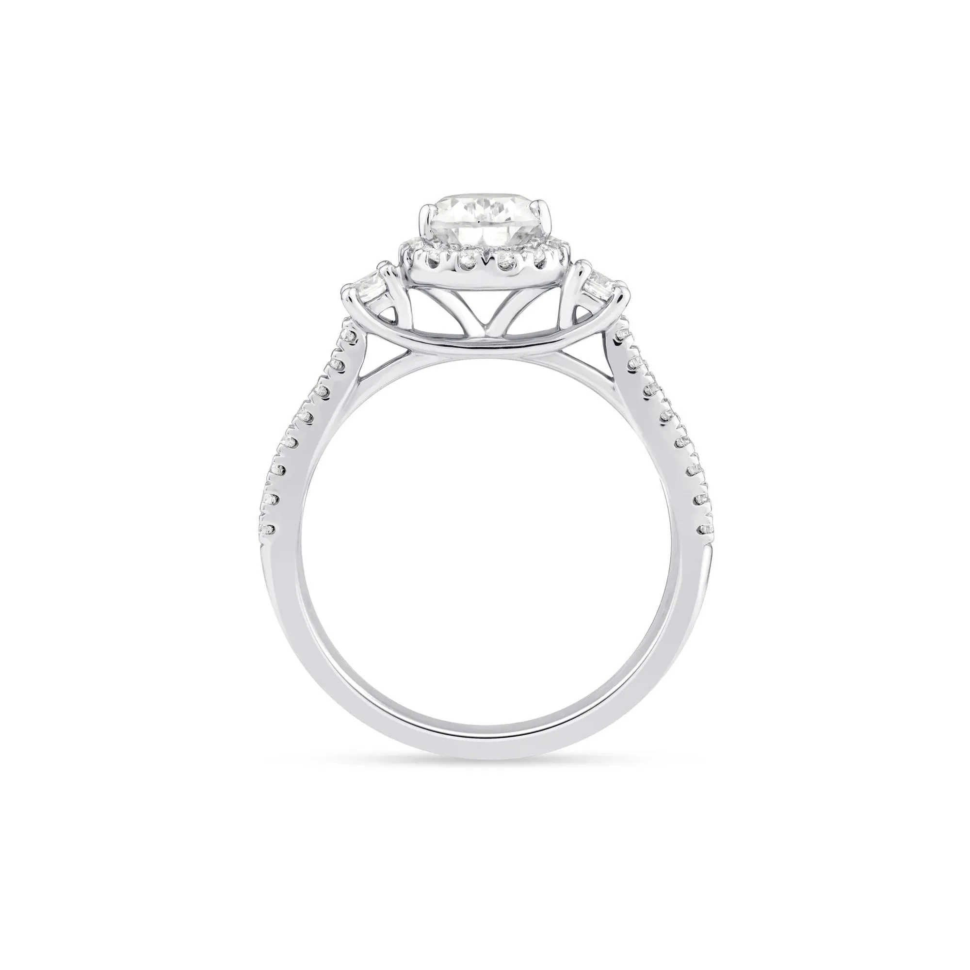 1/5 CT. Tw. Lab Grown Diamond Pear-Shaped Engagement Ring 10K White Gold Round Brilliant Cut Size 9 - Image 2