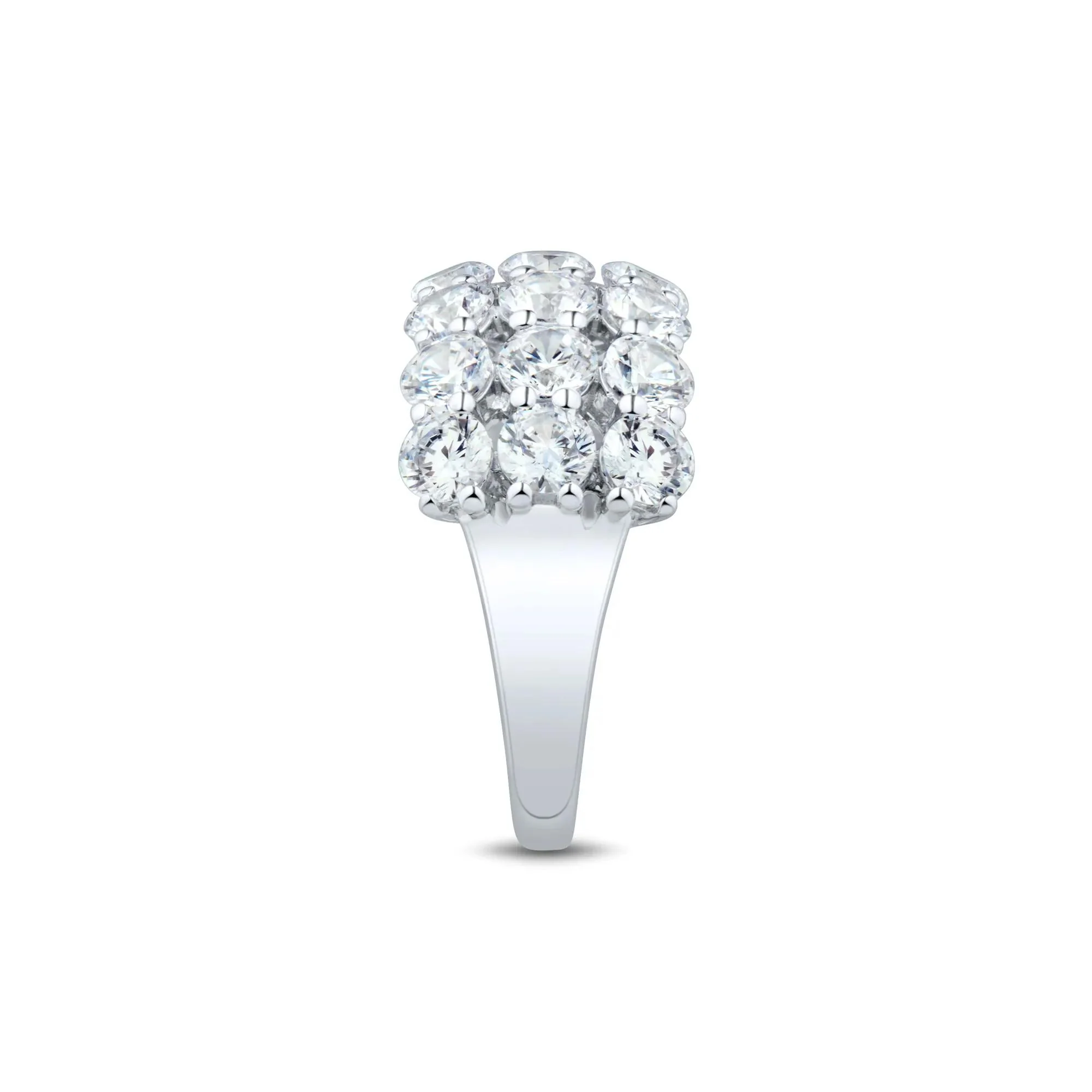 3 CT. Tw. Lab Grown Diamond Three-Row Ring 10K White Gold Round Brilliant Cut Size 7.5 1mm - Image 3