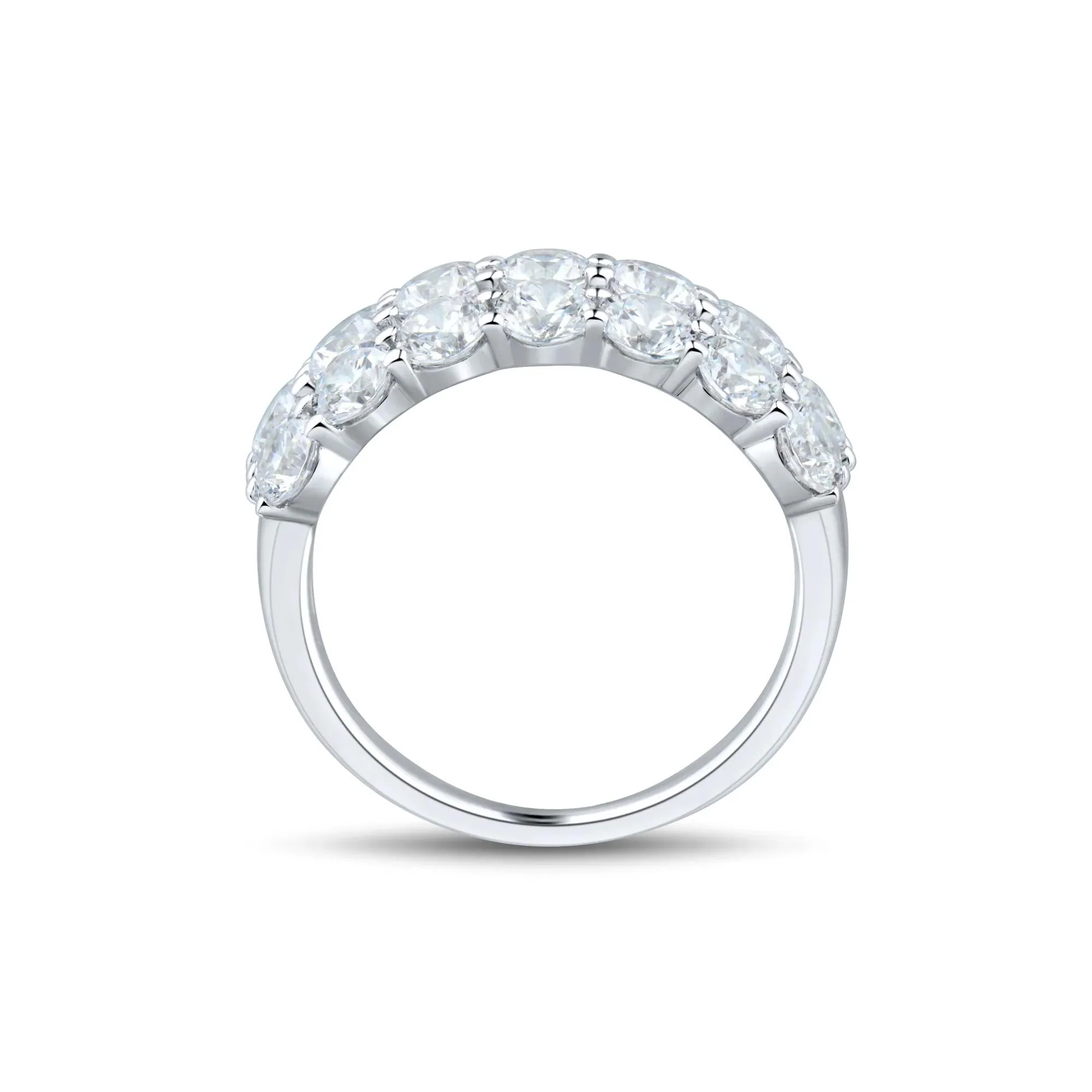 3 CT. Tw. Lab Grown Diamond Three-Row Ring 10K White Gold Round Brilliant Cut Size 8 1mm - Image 2