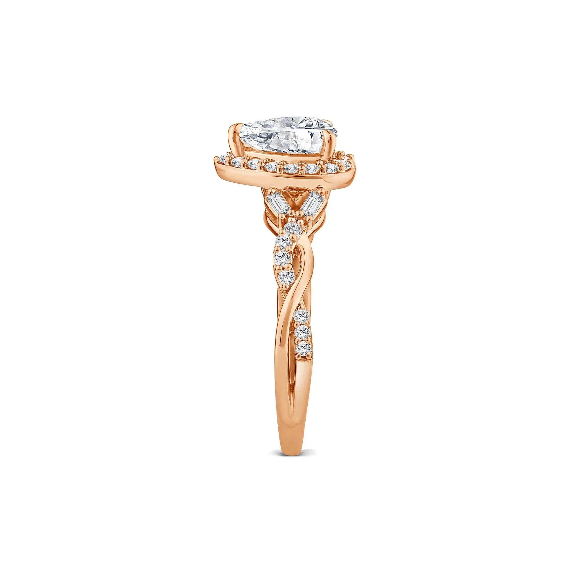 1 CT. Tw. Lab Grown Diamond Pear-Shaped Halo Engagement Ring 10K Rose Gold Round Brilliant Cut Size 8 - Image 3