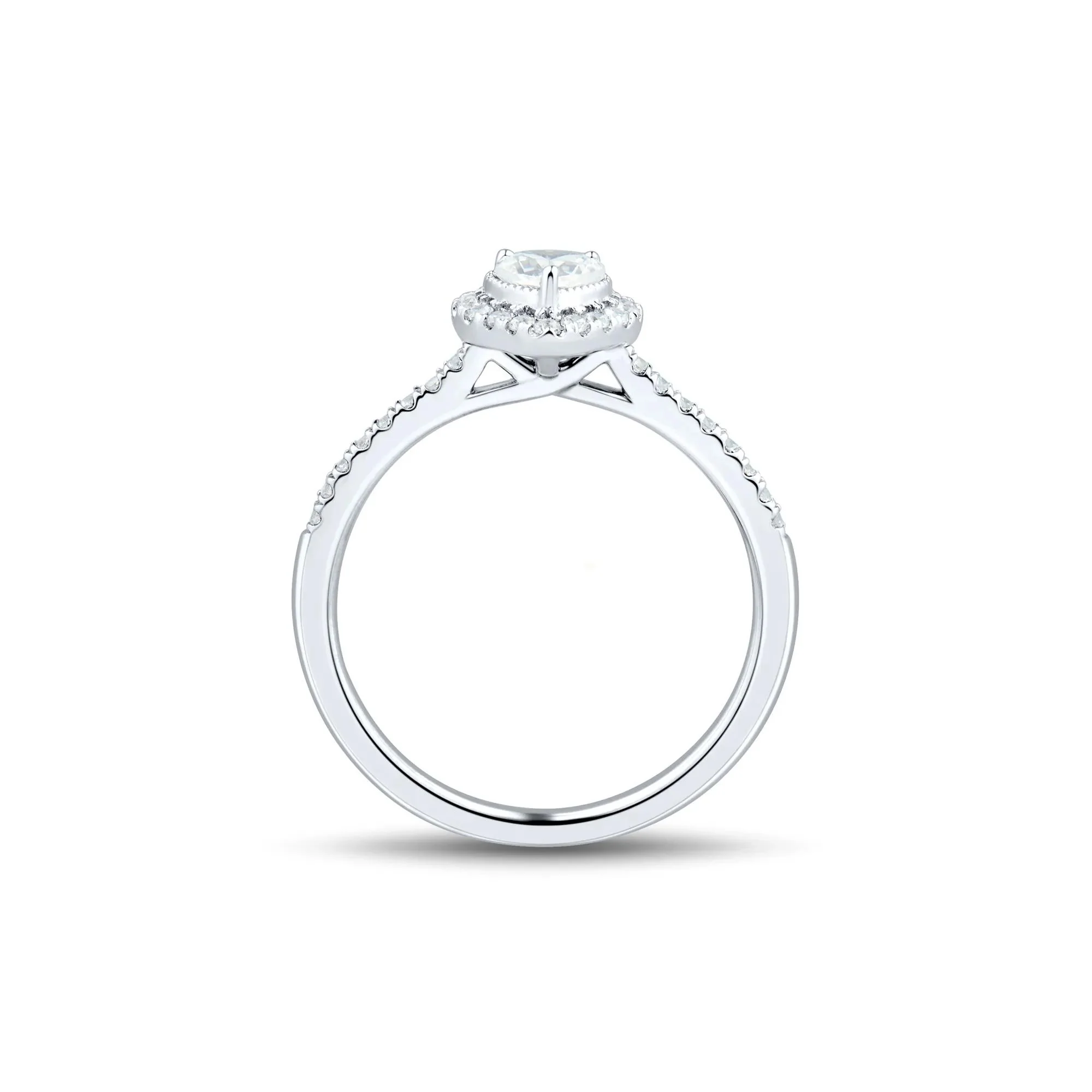 1/2 CT. Tw. Lab Grown Diamond Heart-Shaped Center Promise Ring 10K White Gold Size 6.5 1mm - Image 2