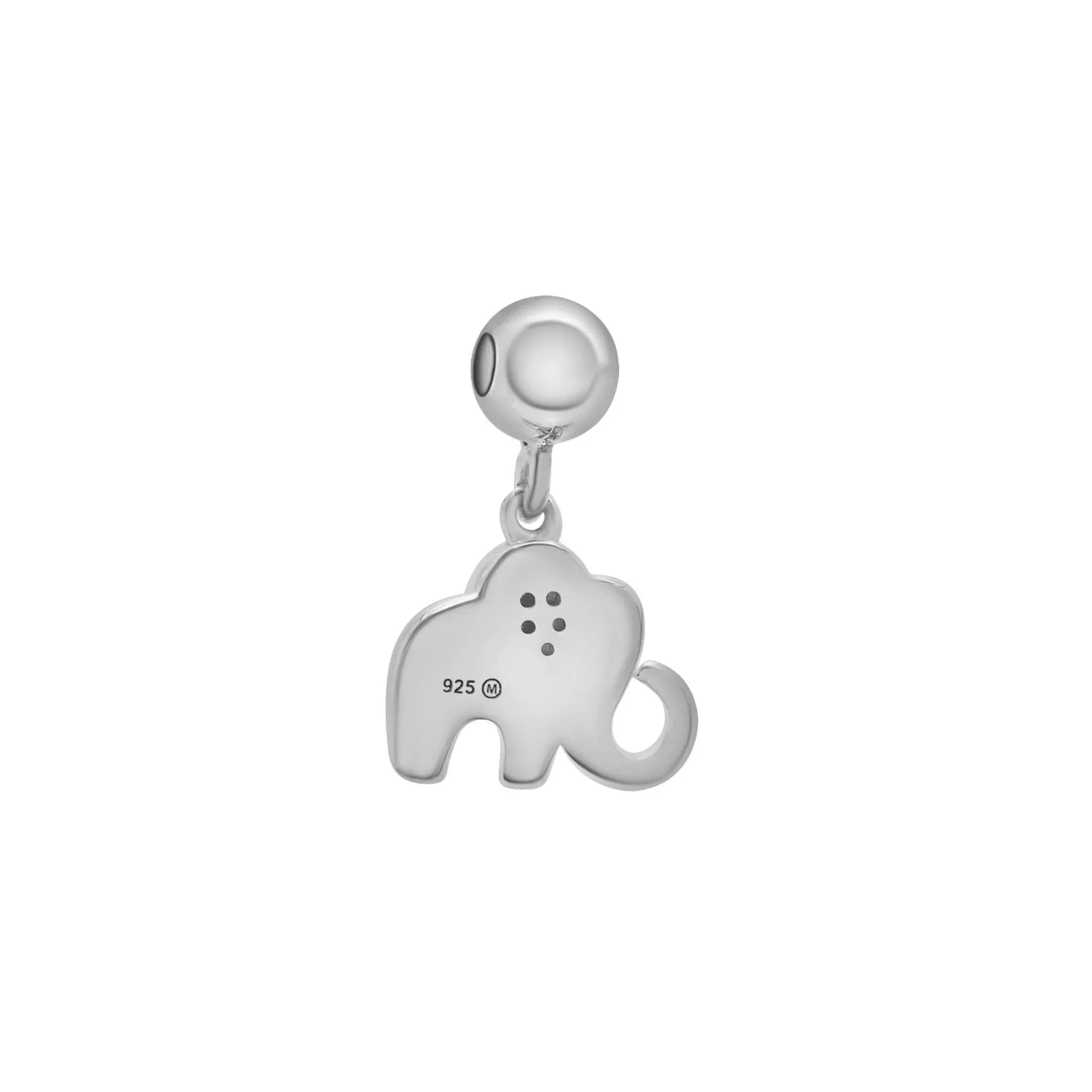 Diamond Accent Elephant Bead Charm .925 Sterling Silver White Size 13.00mm - Image 7