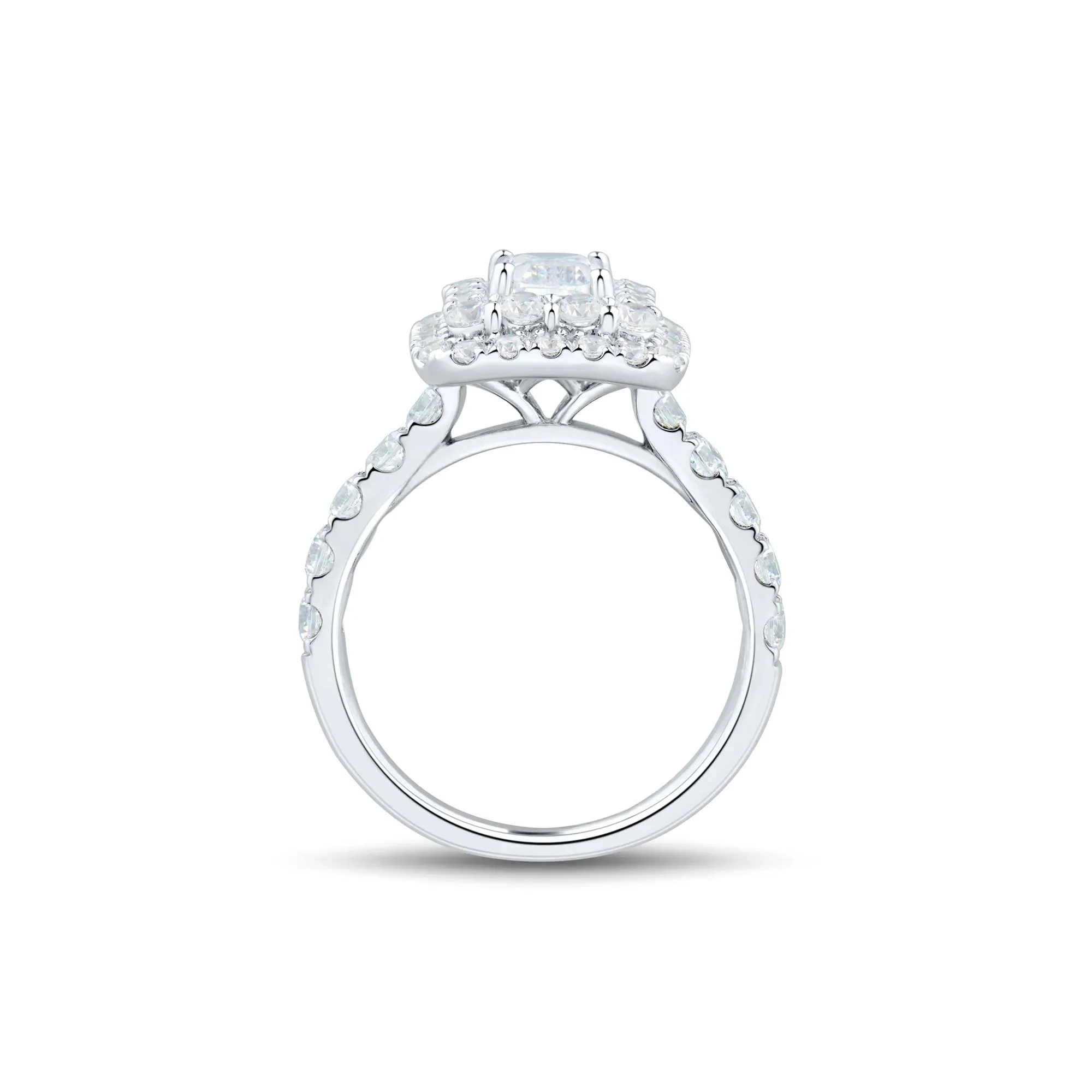 2 1/2 CT. Tw. Lab Grown Diamond Emerald-Cut Double Halo Engagement Ring 10K White Gold Size 6 1.5mm - Image 2