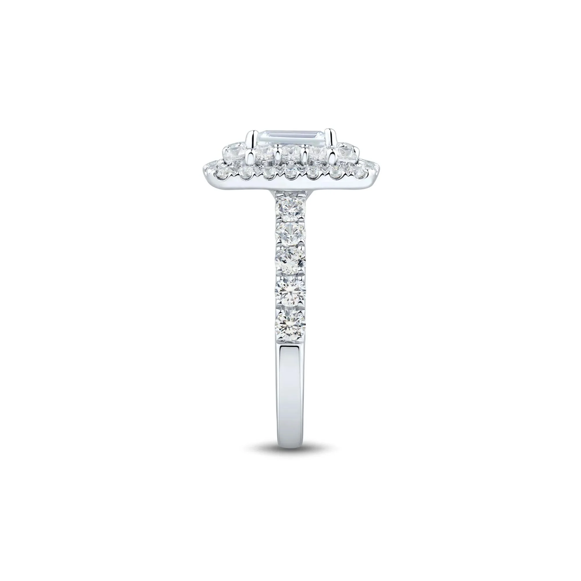2 1/2 CT. Tw. Lab Grown Diamond Emerald-Cut Double Halo Engagement Ring 10K White Gold Size 8.5 1.5mm - Image 3