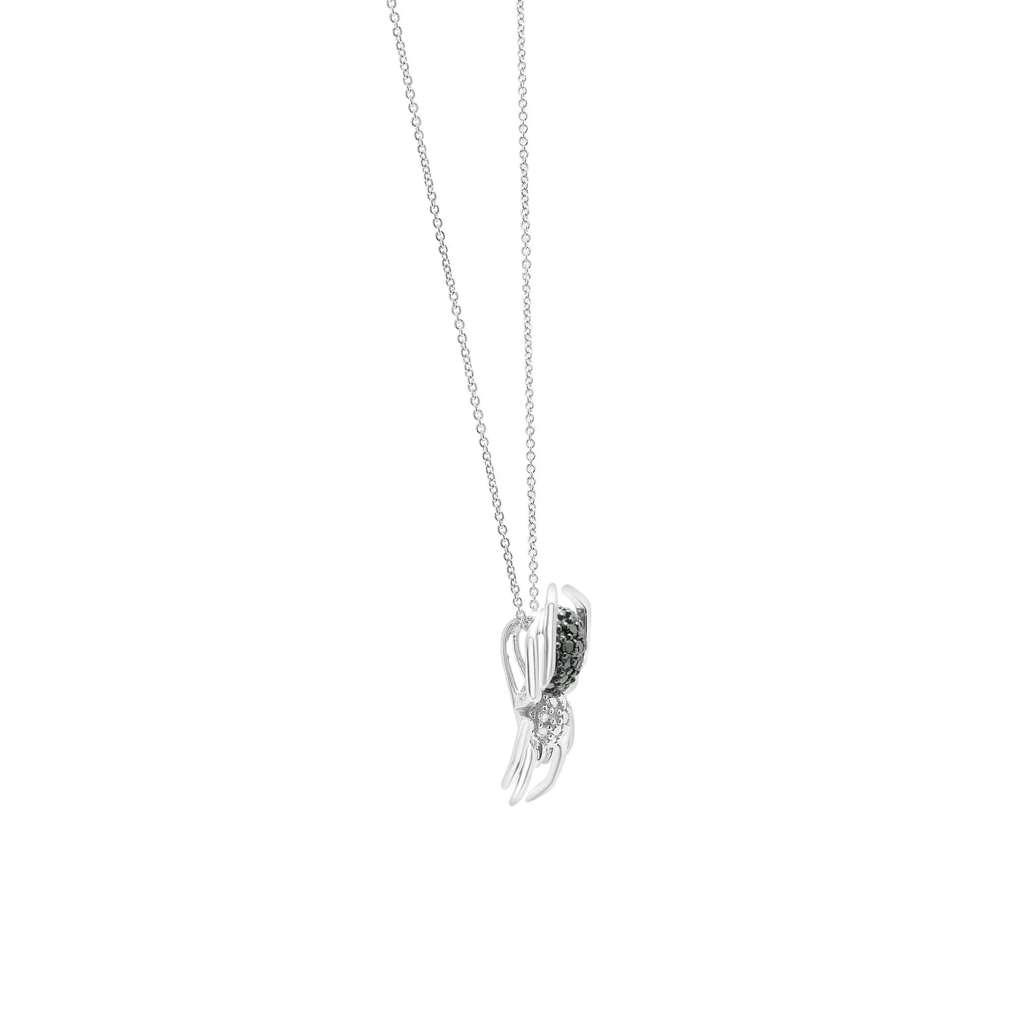 1/10 CT. Tw. Black Diamond Spider Pendant Necklace .925 Sterling Silver White Size 18" - Image 3