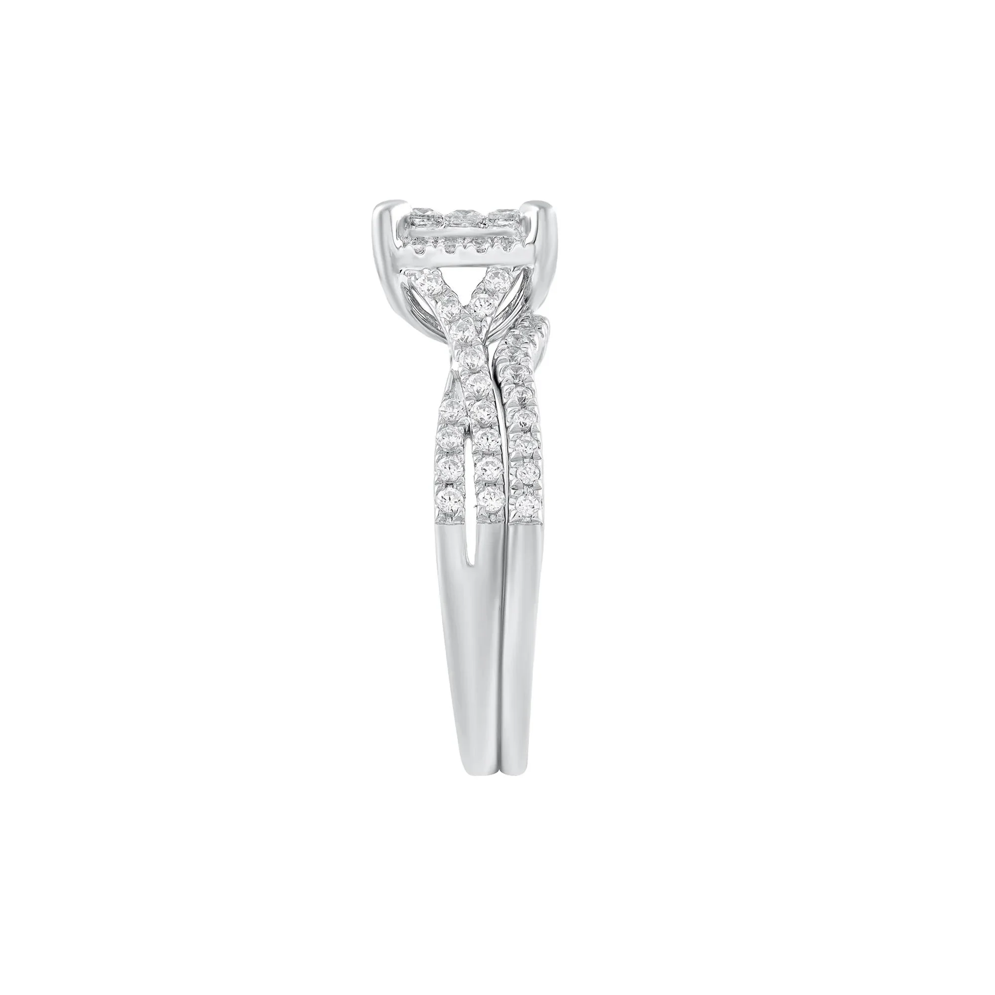3/4 CT. Tw. Diamond Composite Engagement Ring 10K White Gold Round Brilliant Cut Size 8 2.5mm - Image 3