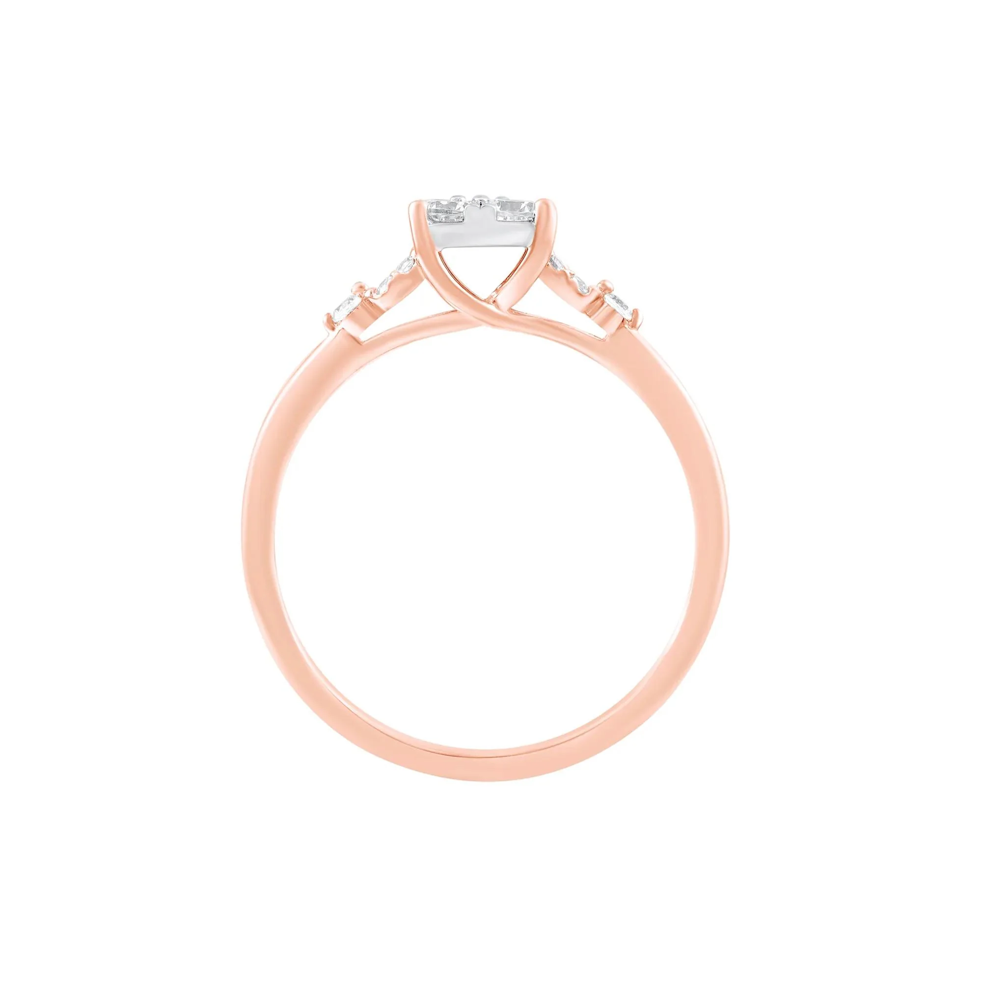 1/3 CT. Tw. Diamond Promise Ring 10K Rose Gold Round Brilliant Cut Size 6 - Image 2