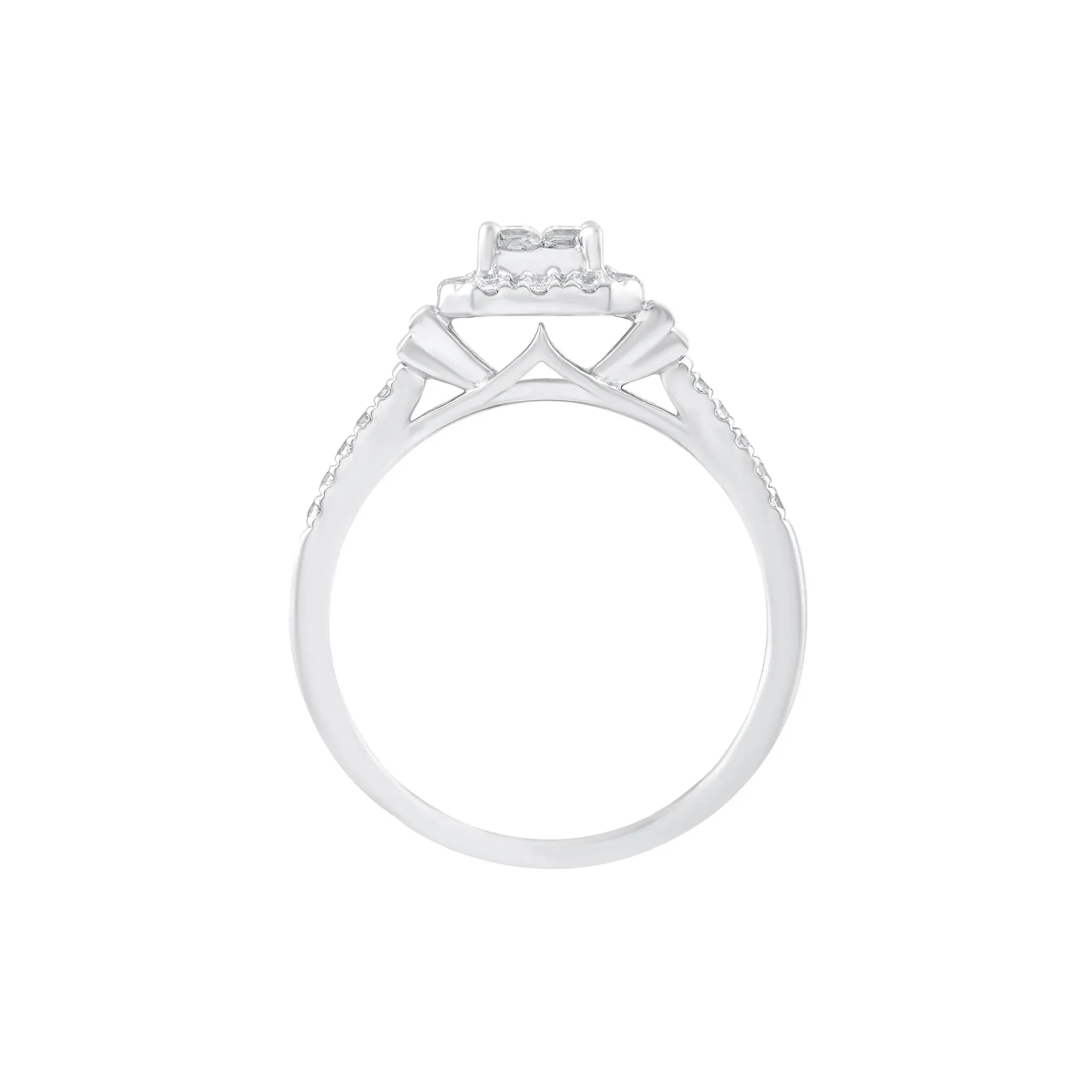 1/2 CT. Tw. Diamond Composite Engagement Ring 10K White Gold Round Brilliant Cut Size 6 - Image 2