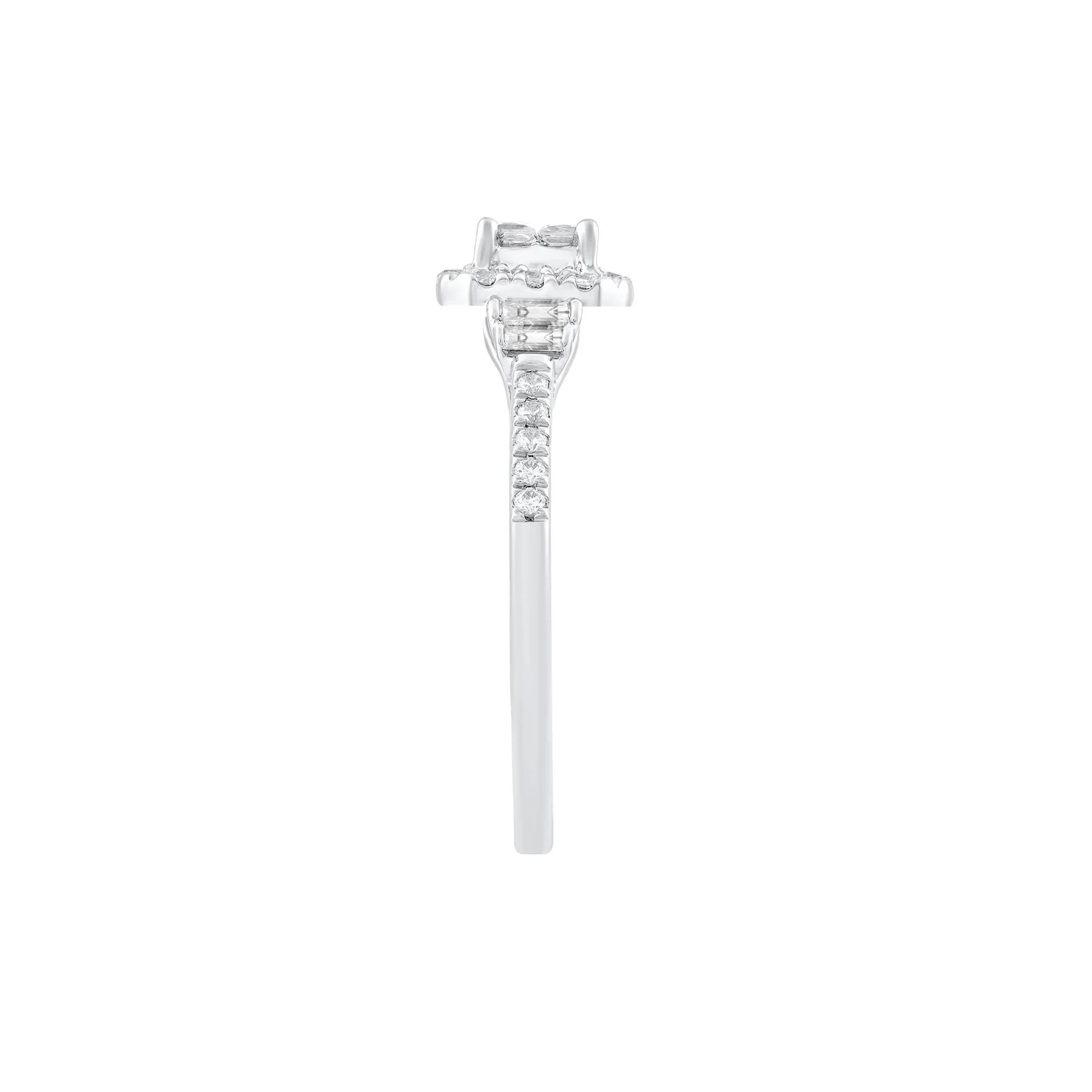 1/2 CT. Tw. Diamond Composite Engagement Ring 10K White Gold Round Brilliant Cut Size 7.5 - Image 3