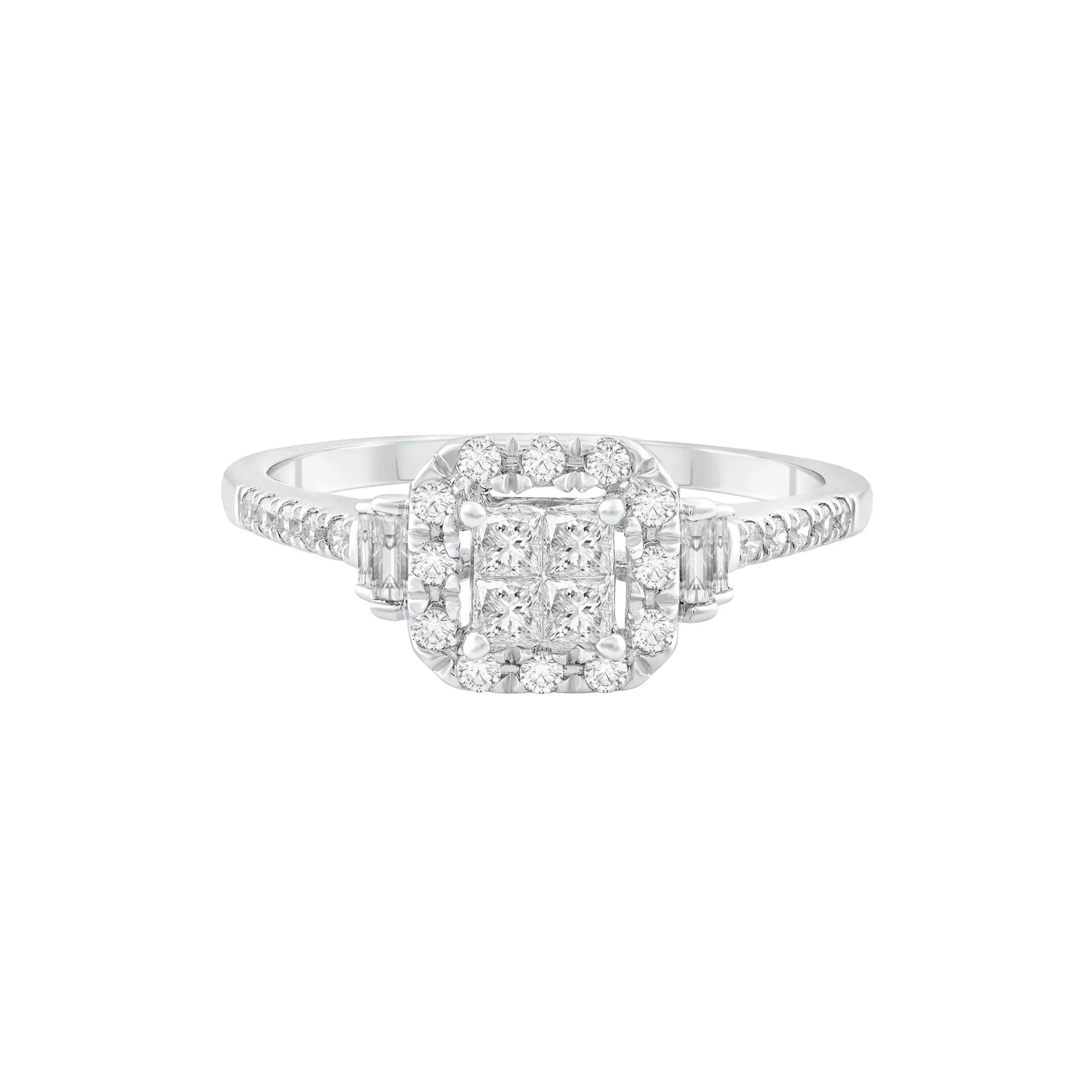 1/2 CT. Tw. Diamond Composite Engagement Ring 10K White Gold Round Brilliant Cut Size 8