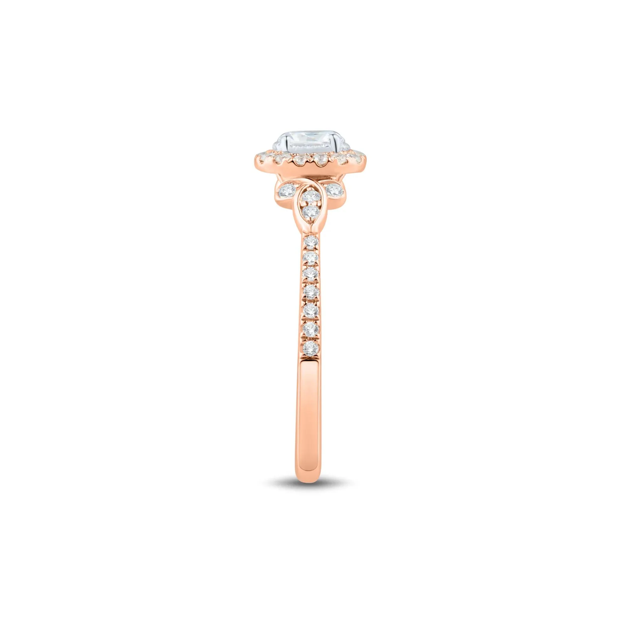 1/2 CT. Tw. Oval Diamond Halo Engagement Ring 14K Rose Gold Round Brilliant Cut Size 8.5 1mm - Image 3