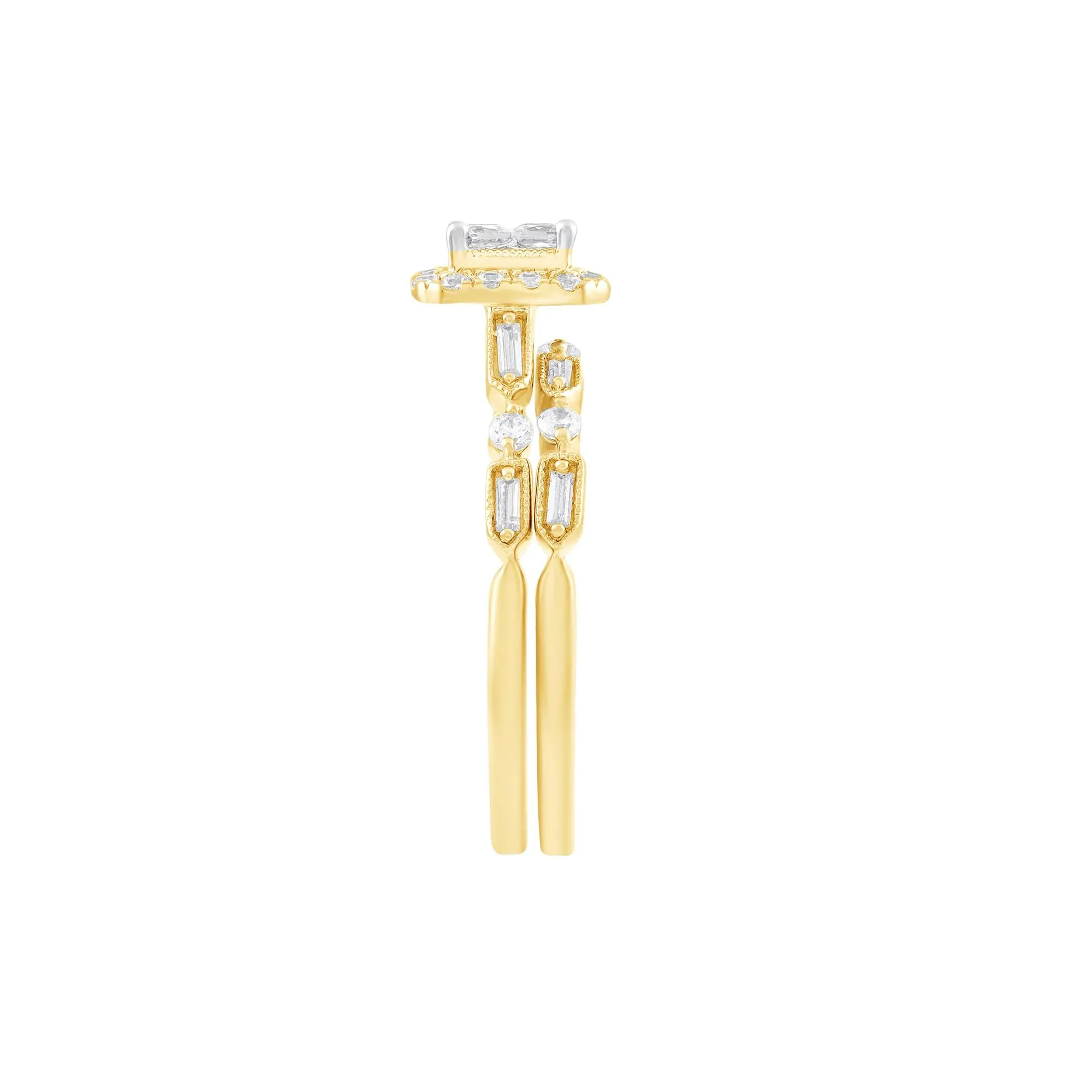 5/8 CT. Tw. Diamond Composite Bridal Set 10K Yellow Gold Ring Round Brilliant Cut Size 8.5 1.5mm - Image 3