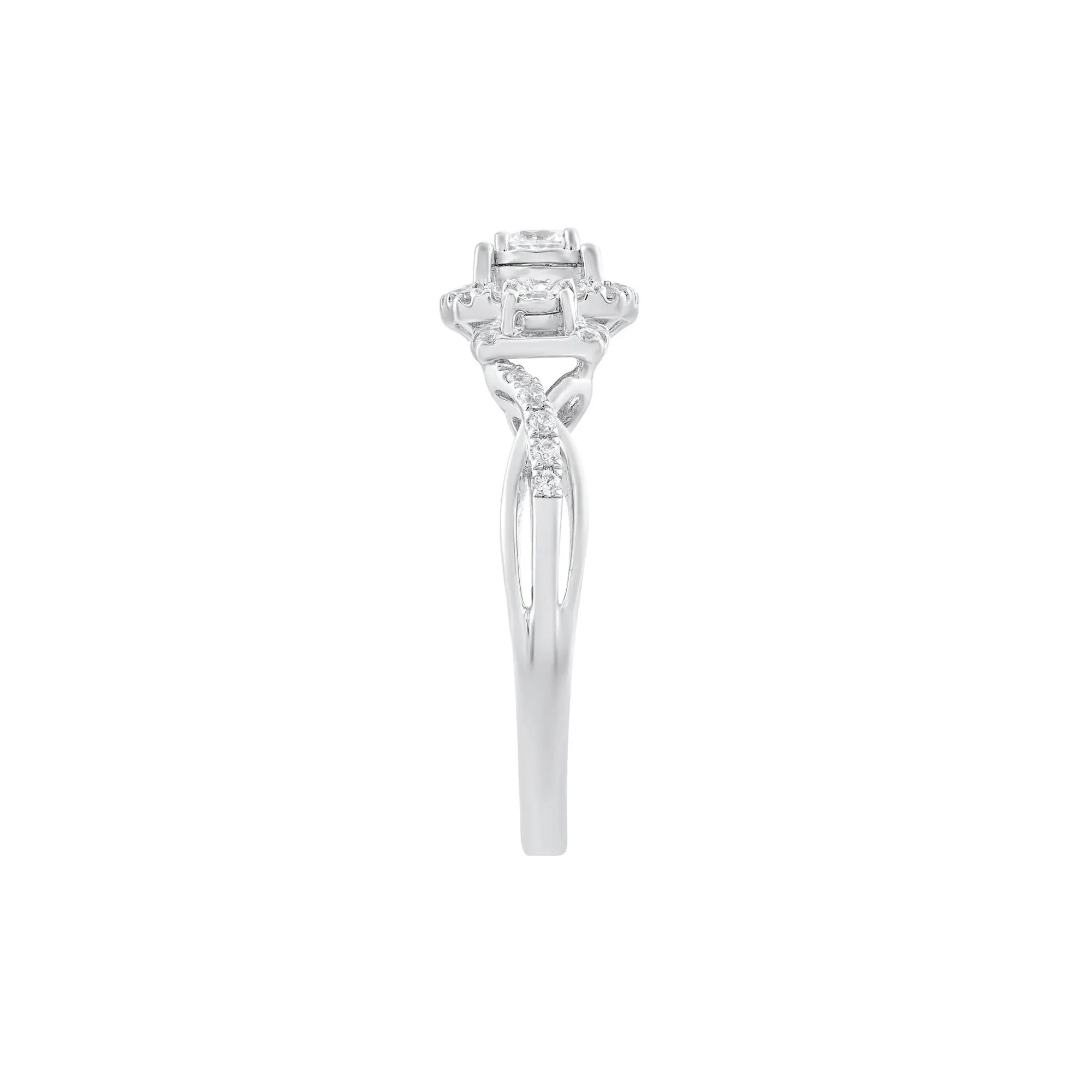 1/2 CT. Tw. Diamond Three-Stone Engagement Ring 10K White Gold Round Brilliant Cut Size 7 - Image 3
