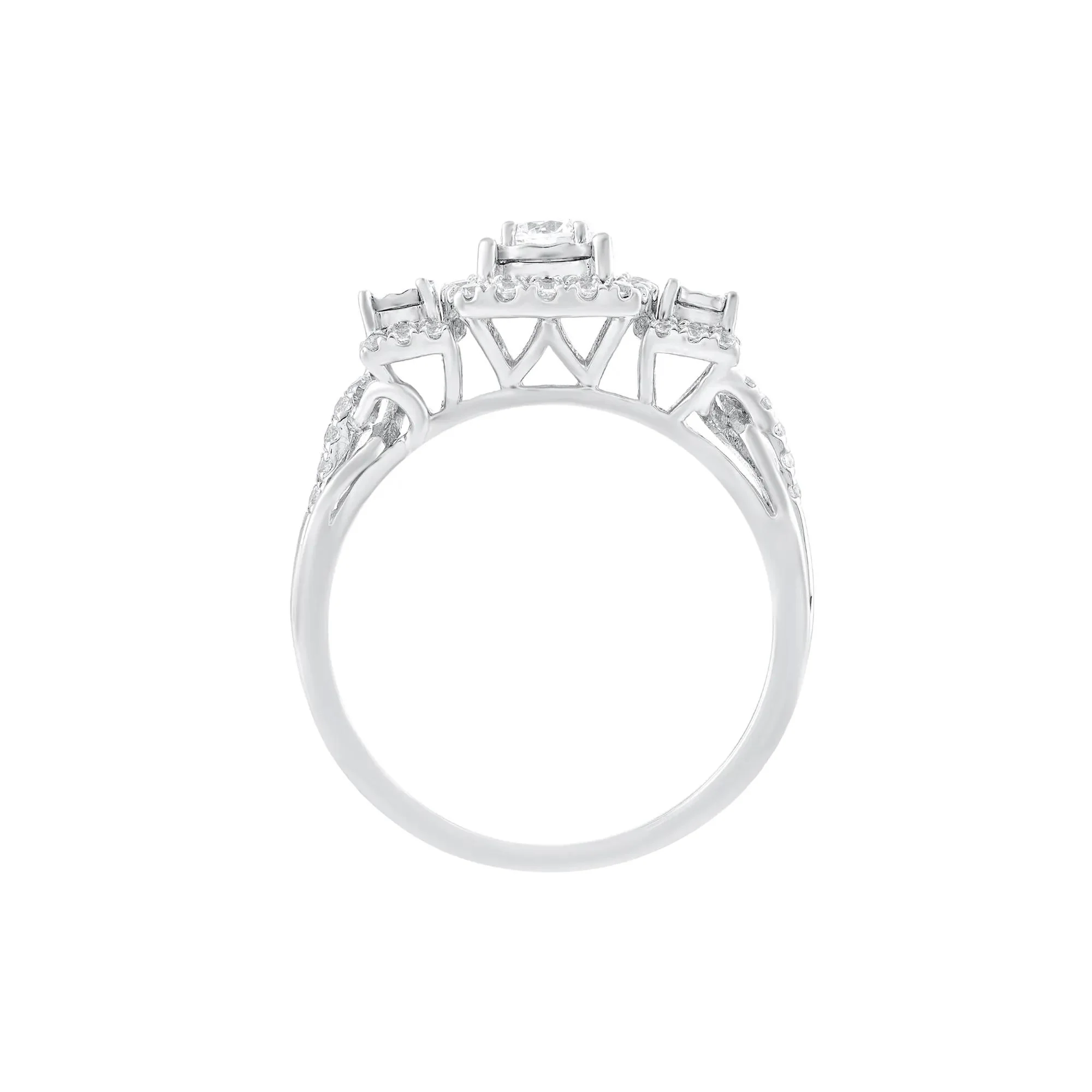 1/2 CT. Tw. Diamond Three-Stone Engagement Ring 10K White Gold Round Brilliant Cut Size 9 - Image 2