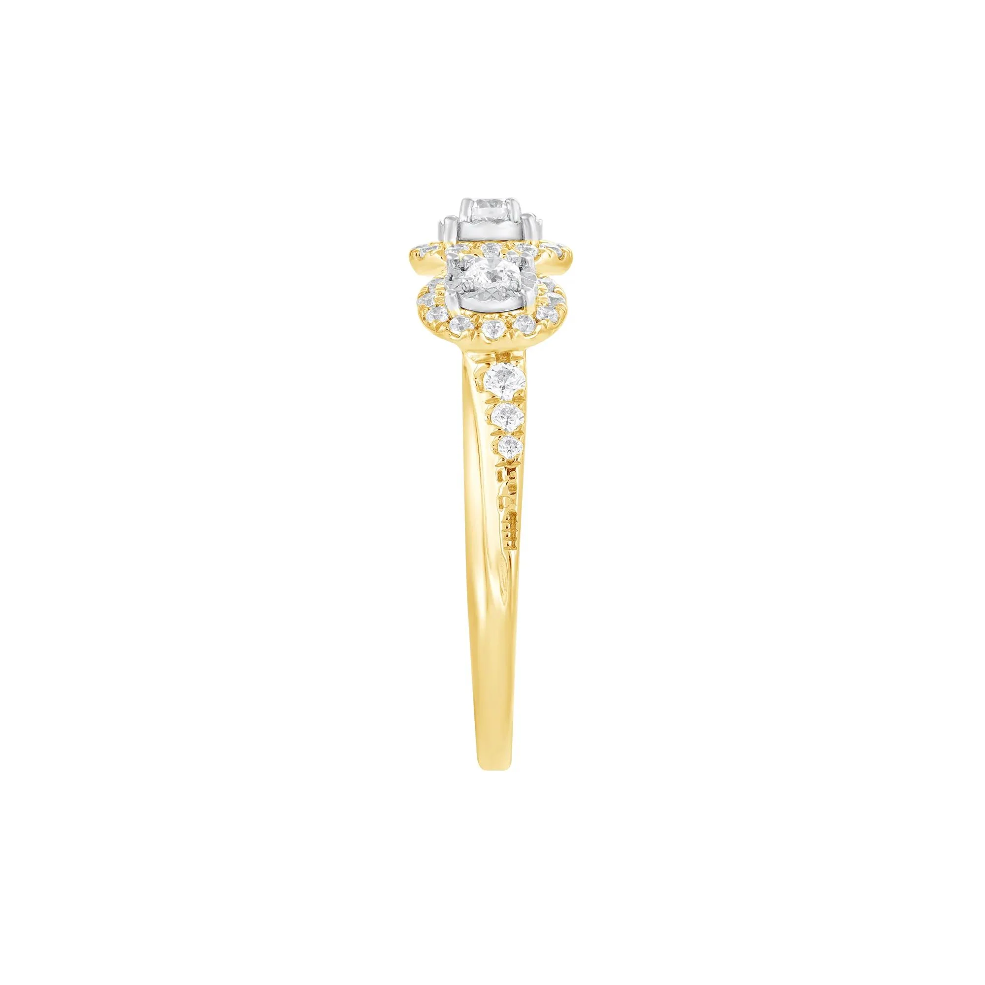 1/2 CT. Tw. Diamond Three-Stone Engagement Ring 10K Yellow Gold Round Brilliant Cut Size 7.5 - Image 3