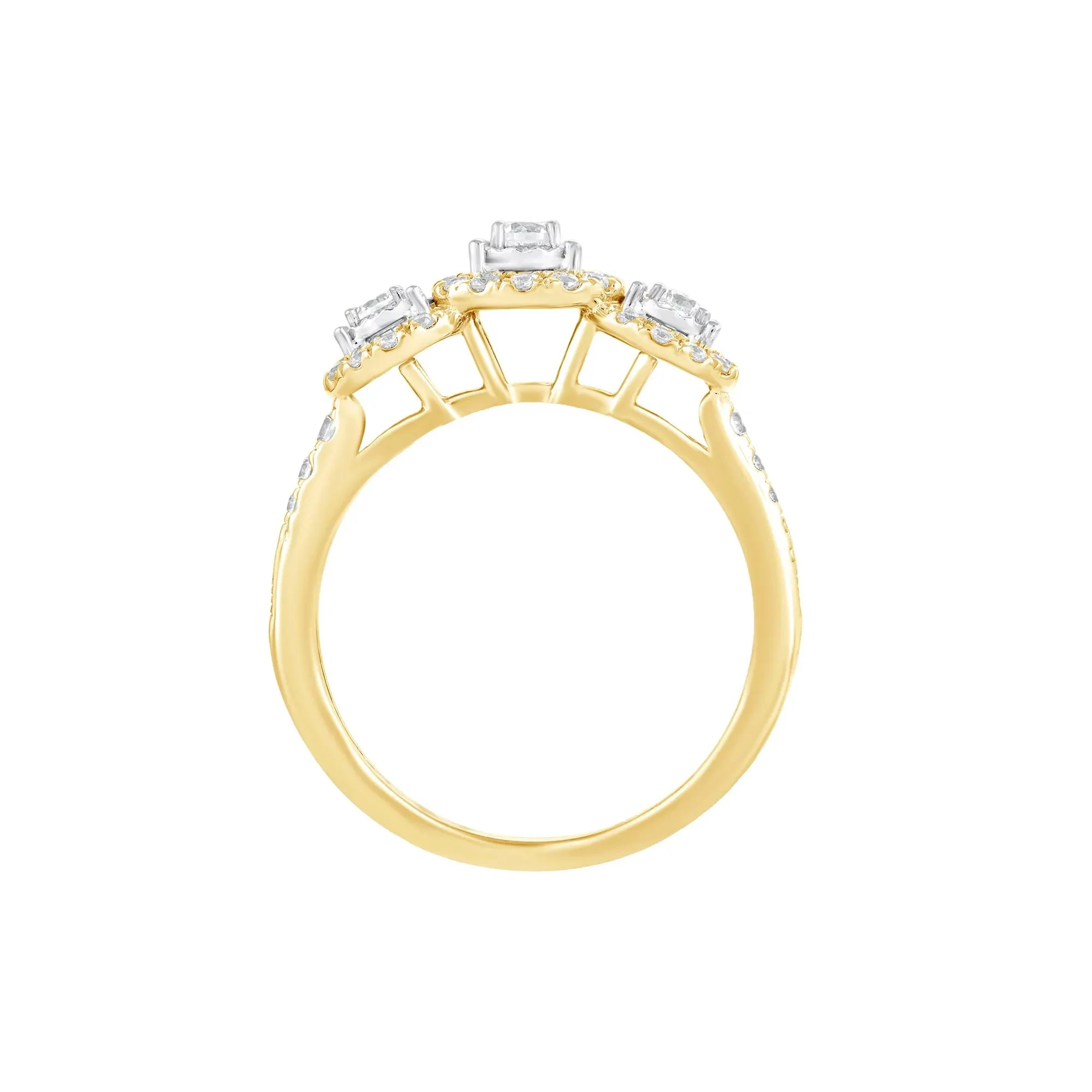 1/2 CT. Tw. Diamond Three-Stone Engagement Ring 10K Yellow Gold Round Brilliant Cut Size 8 - Image 2