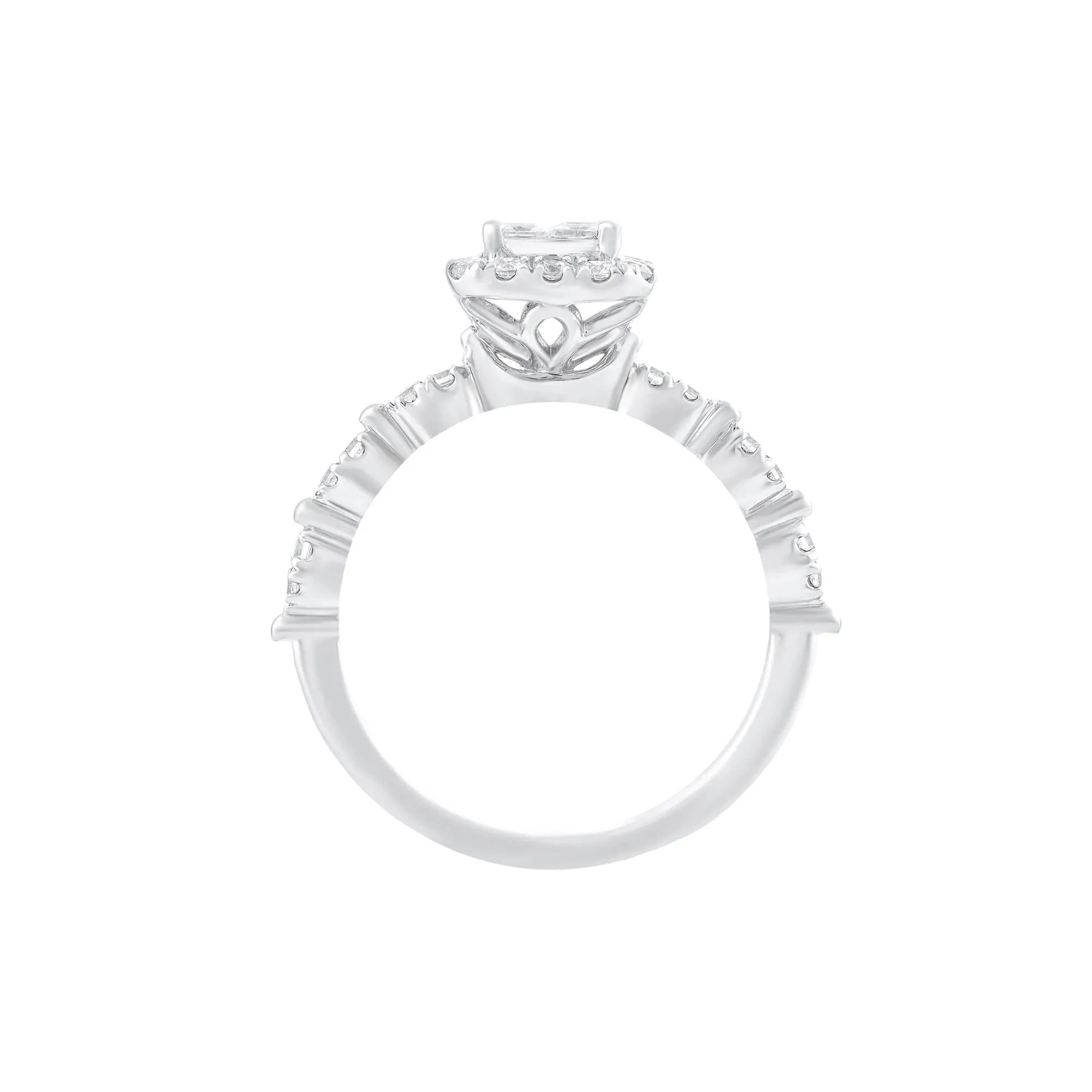 3/4 CT. Tw. Diamond Composite Engagement Ring 10K White Gold Round Brilliant Cut Size 6 - Image 2