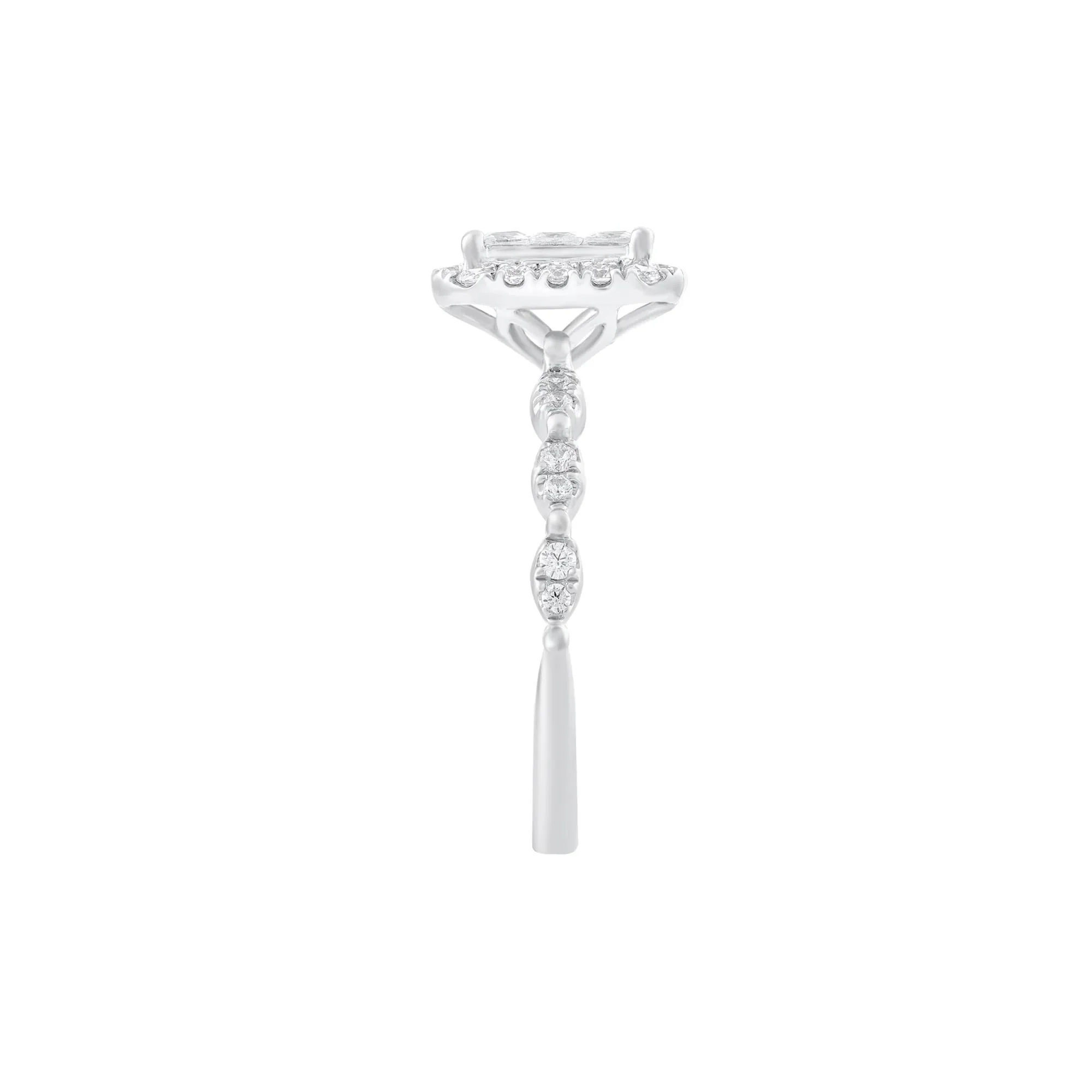 3/4 CT. Tw. Diamond Composite Engagement Ring 10K White Gold Round Brilliant Cut Size 6 - Image 3