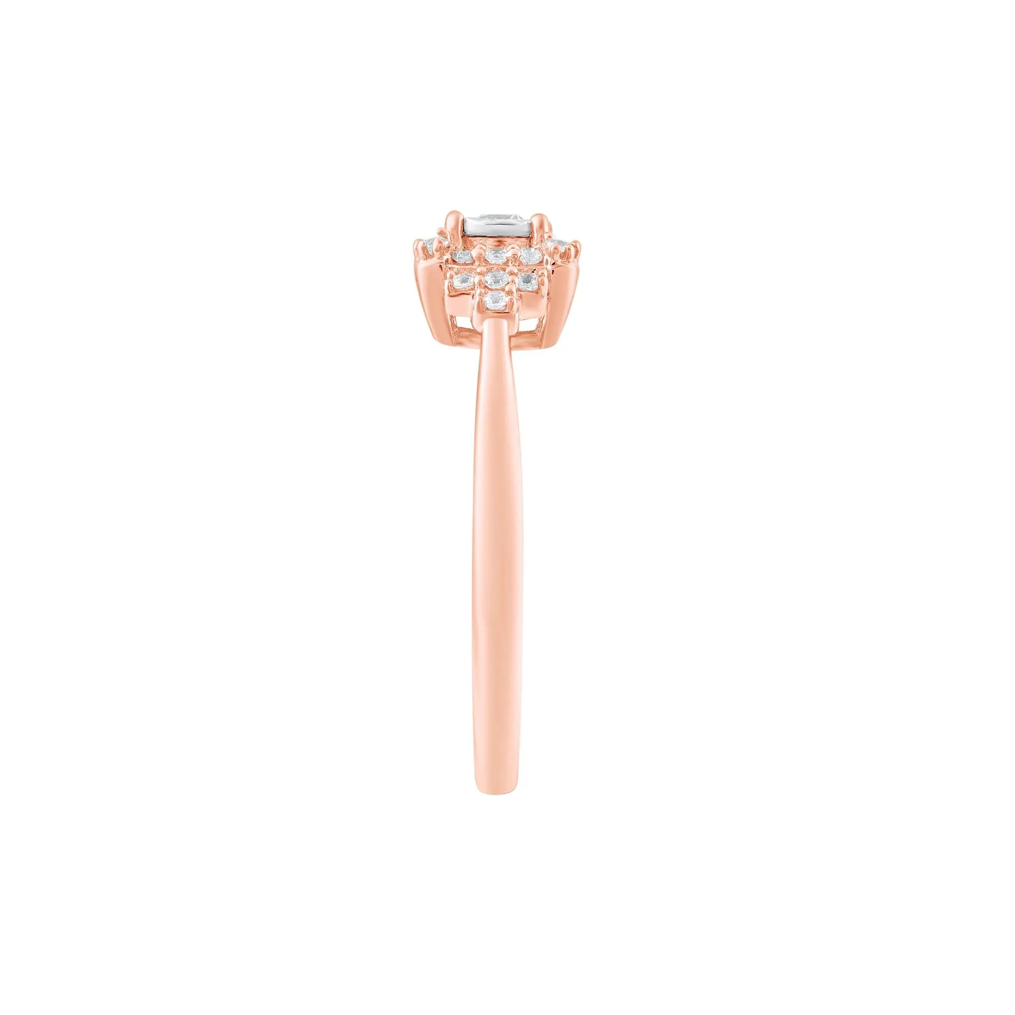 1/4 CT. Tw. Diamond Ring 10K Rose Gold Round Brilliant Cut Size 5 - Image 3