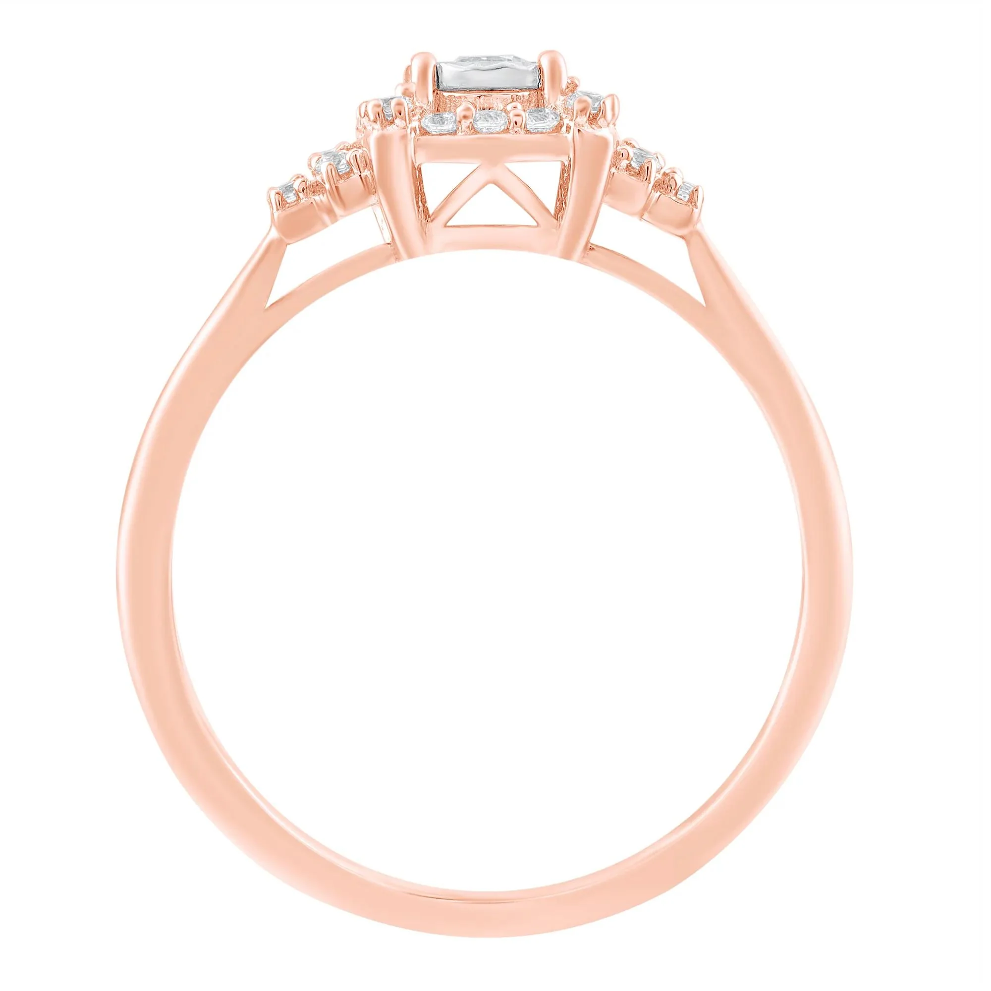 1/4 CT. Tw. Diamond Ring 10K Rose Gold Round Brilliant Cut Size 8 - Image 2