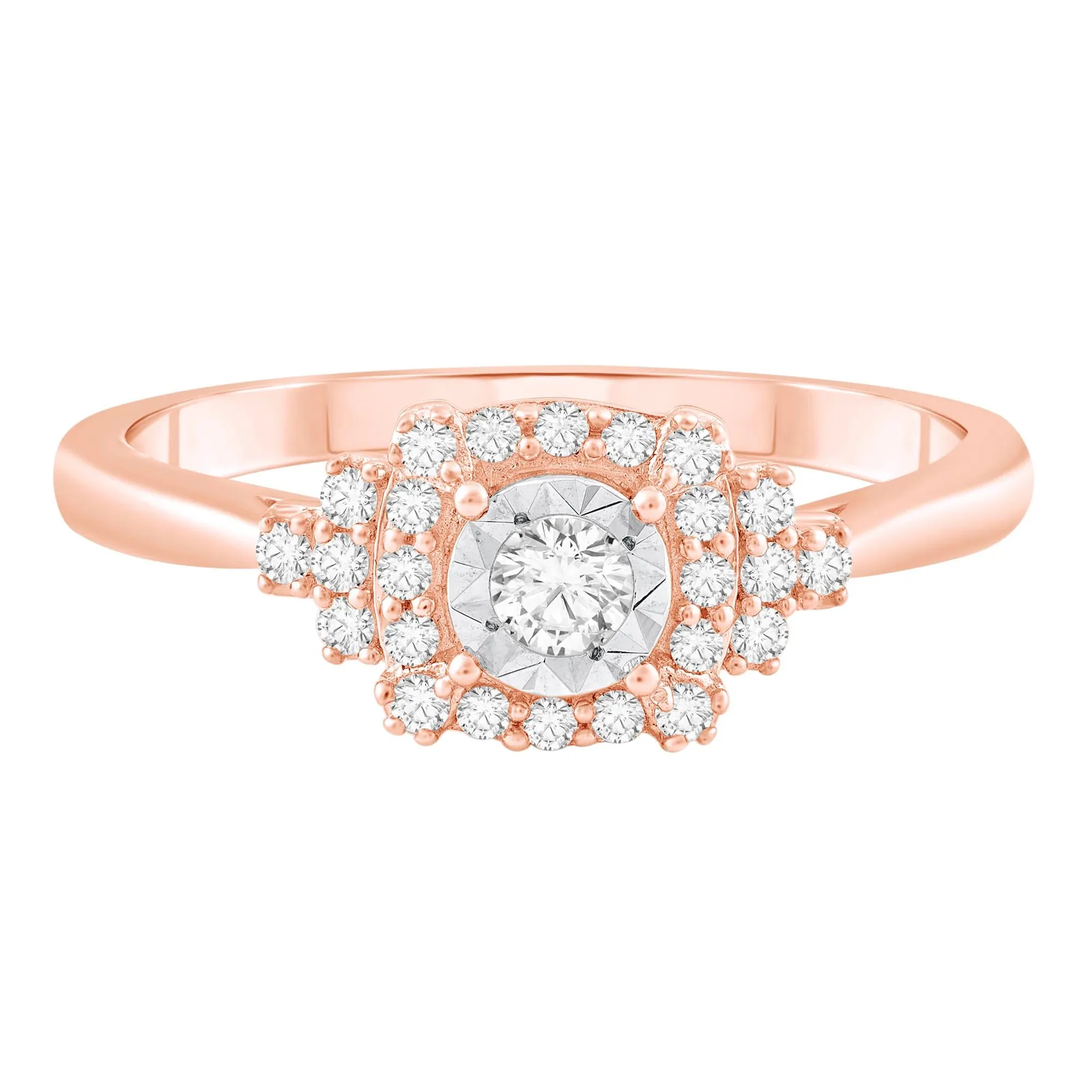 1/4 CT. Tw. Diamond Ring 10K Rose Gold Round Brilliant Cut Size 8.5