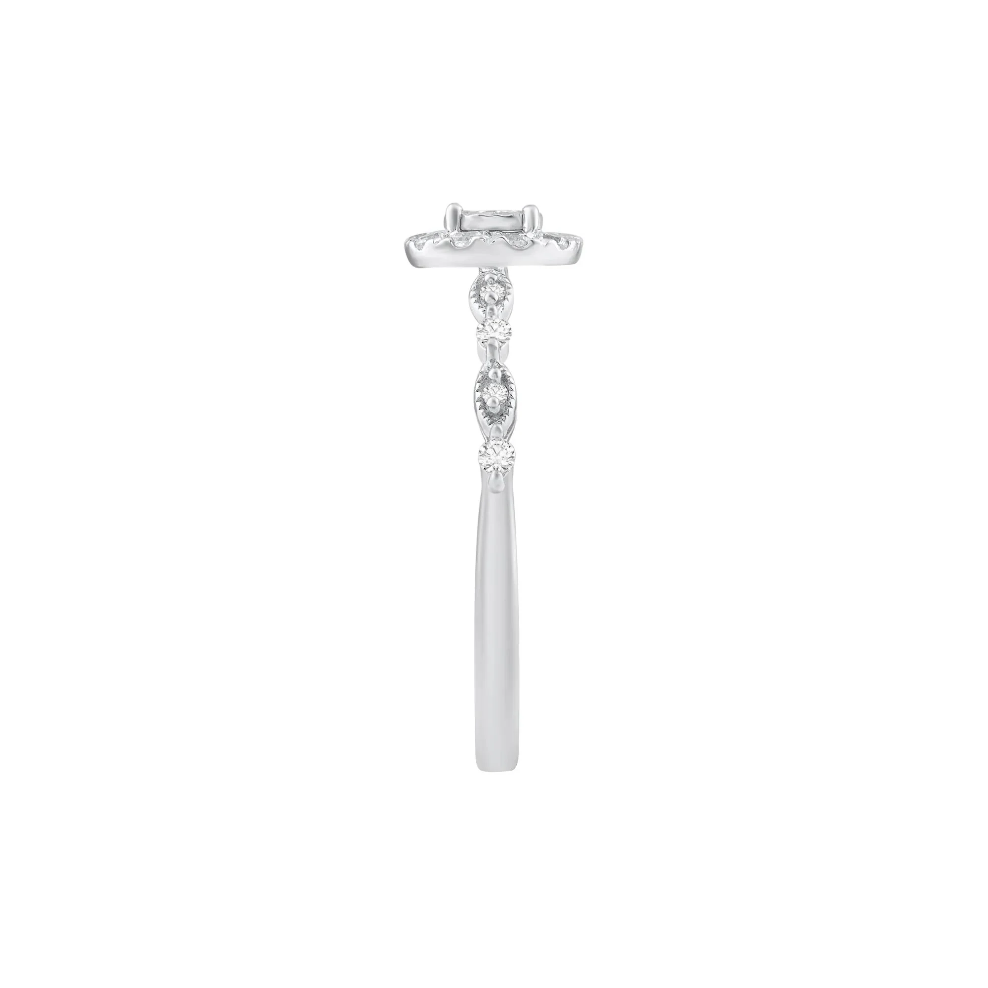 1/4 CT. Tw. Diamond Halo Promise Ring 10K White Gold Round Brilliant Cut Size 7 - Image 3