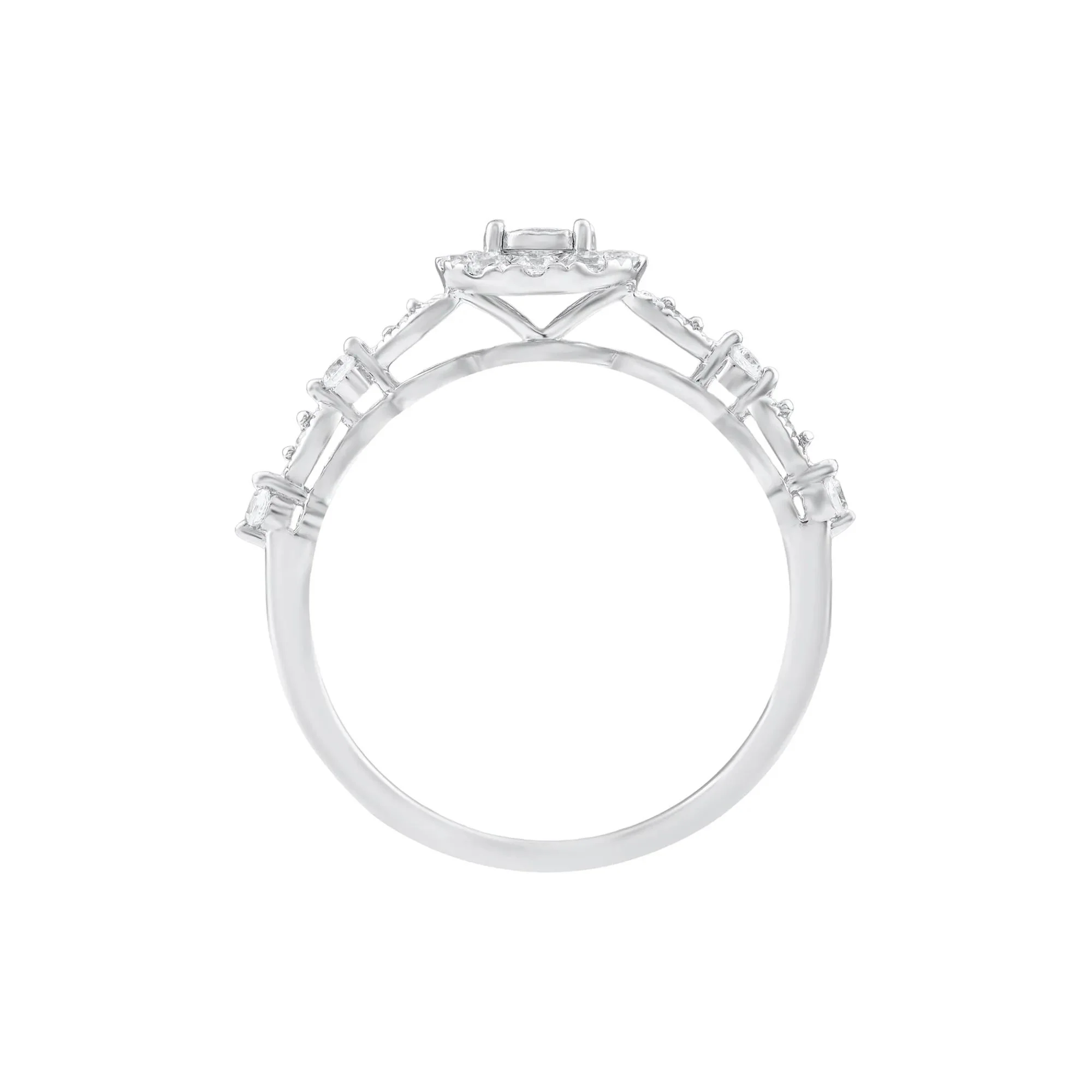 1/4 CT. Tw. Diamond Halo Promise Ring 10K White Gold Round Brilliant Cut Size 7.5 - Image 2