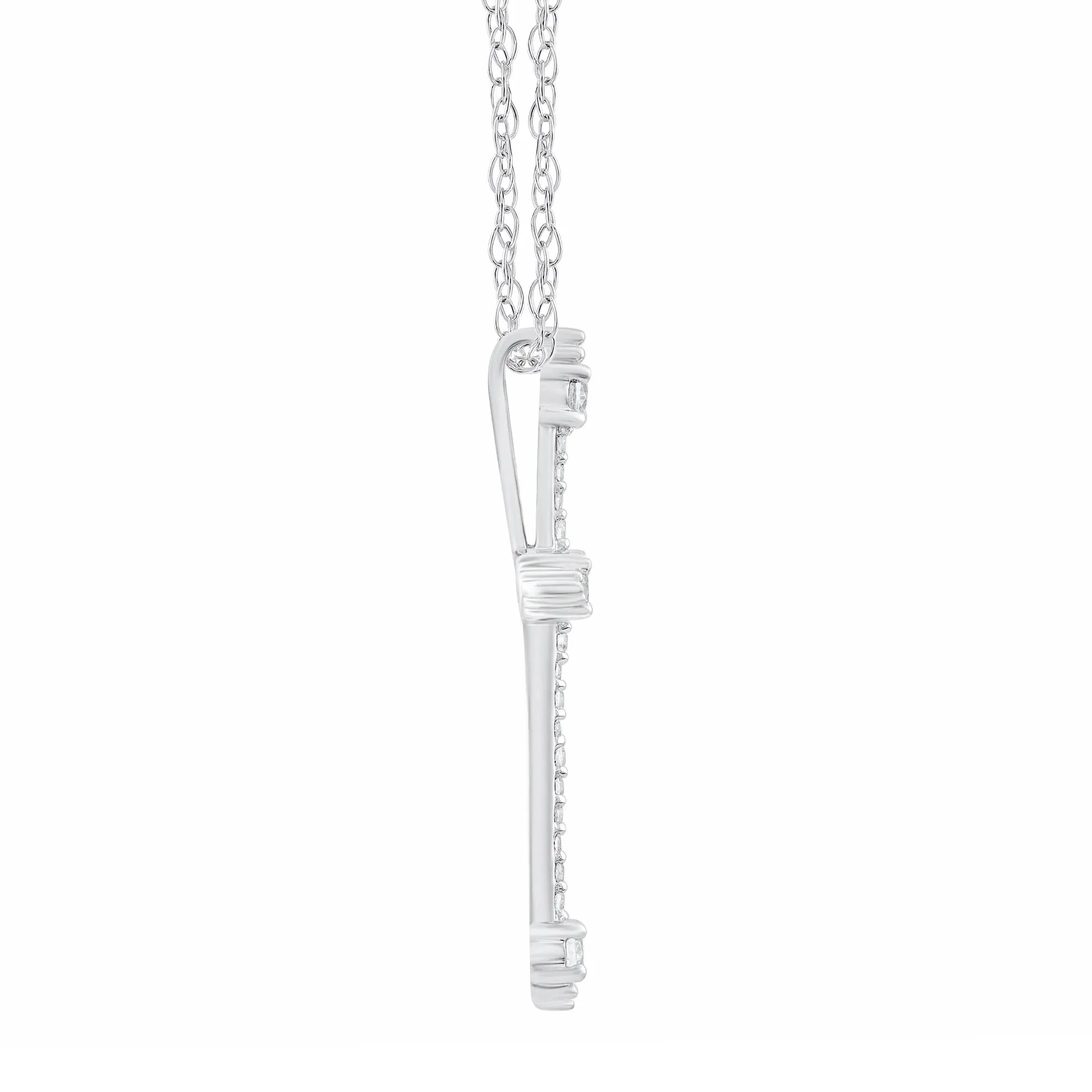 1/4 CT. Tw. Diamond Cross Pendant Necklace 14K White Gold Size 18" - Image 2