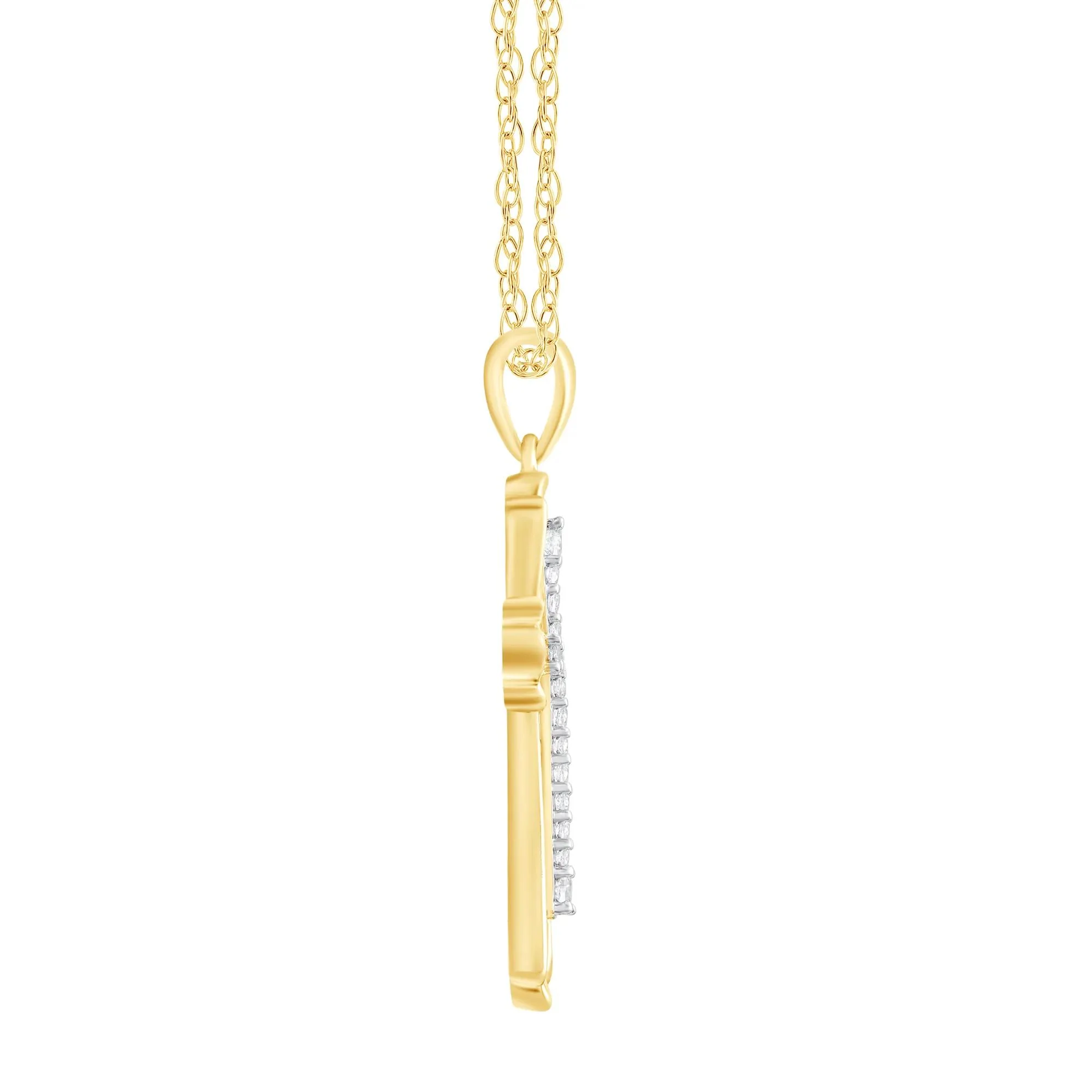 1/5 CT. Tw. Diamond Cross Pendant Necklace 10K Yellow Gold Size 18" - Image 2