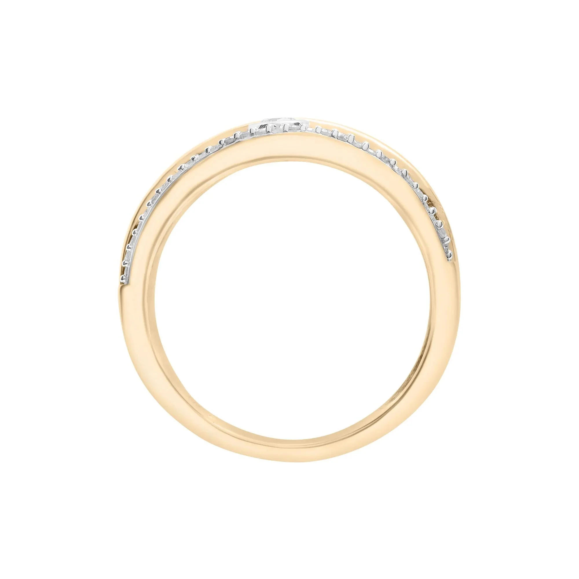 1/4 CT. Tw. Diamond Crossover Ring 10K Yellow Gold Size 7 2mm - Image 2