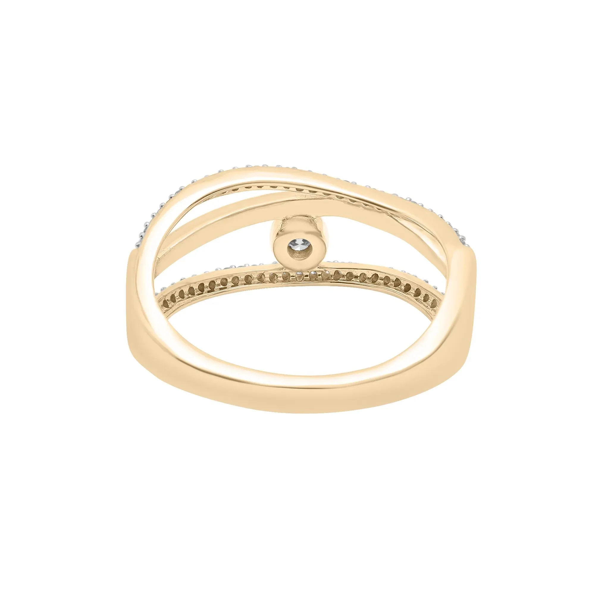 1/4 CT. Tw. Diamond Crossover Ring 10K Yellow Gold Size 7 2mm - Image 4
