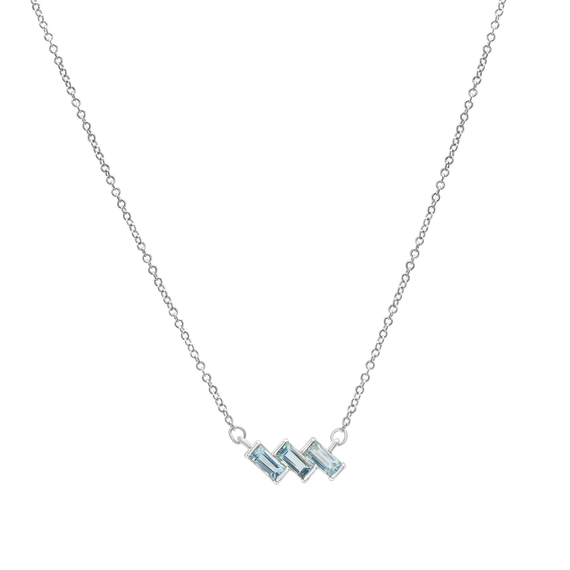 Sky Blue Topaz Pendant Necklace & Earring Set .925 Sterling Silver White Size 17" - Image 2