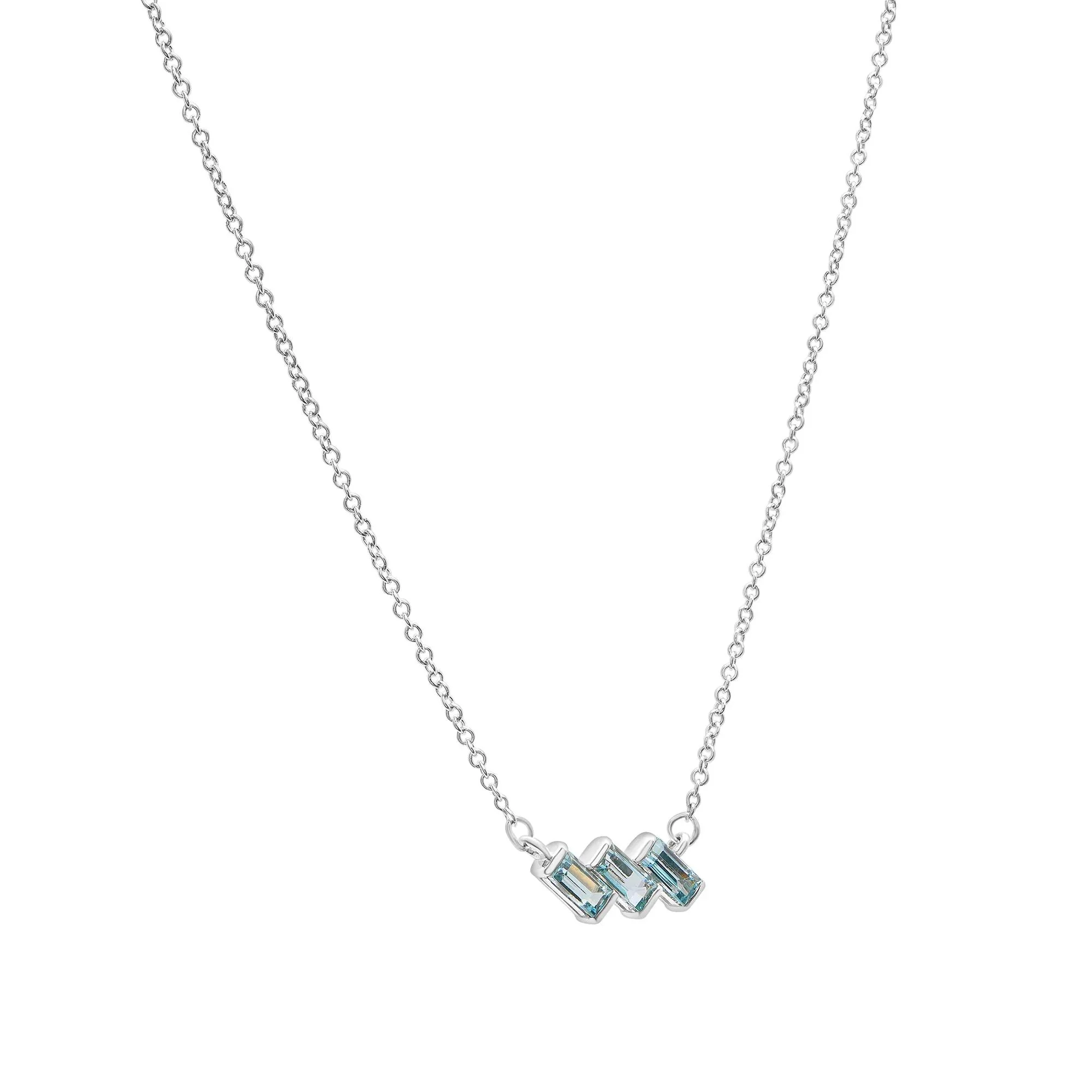 Sky Blue Topaz Pendant Necklace & Earring Set .925 Sterling Silver White Size 17" - Image 3