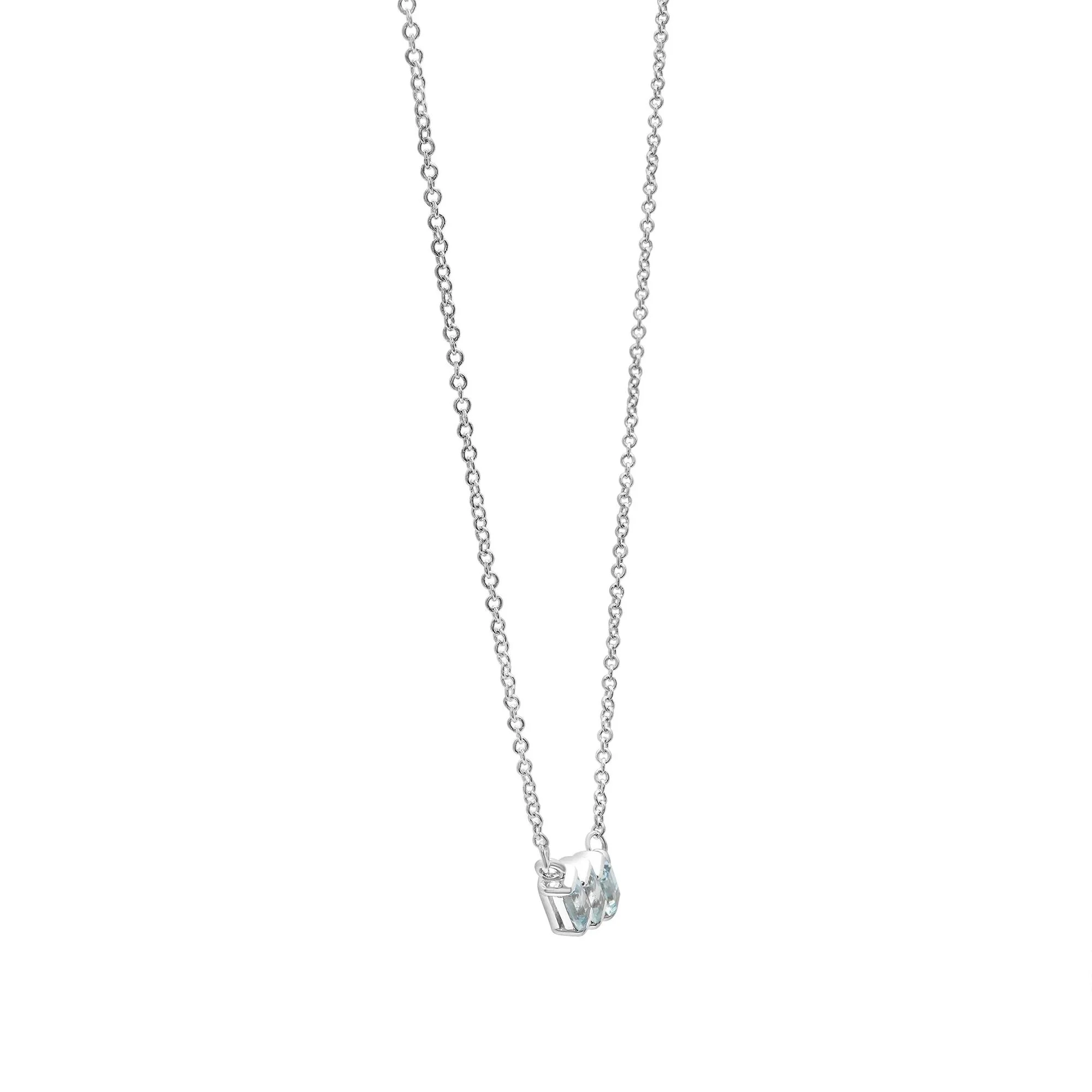 Sky Blue Topaz Pendant Necklace & Earring Set .925 Sterling Silver White Size 17" - Image 4
