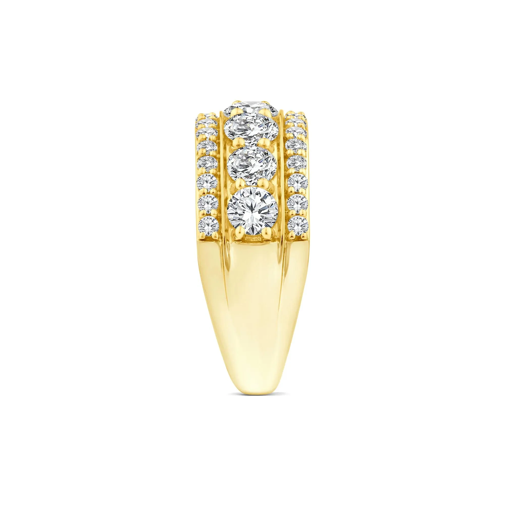 2 CT. Tw. Lab Grown Diamond Three-Row Band Ring 10K Yellow Gold Size 6 - Image 3