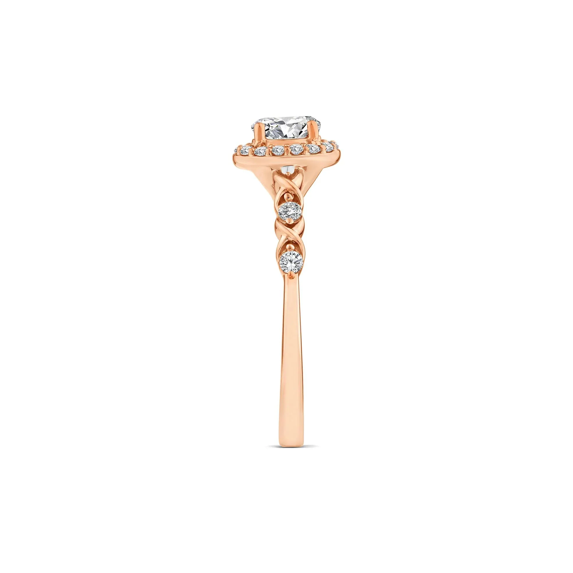 1/2 CT. Tw. Lab Grown Diamond Oval Halo Promise Ring 10K Rose Gold Round Brilliant Cut Size 8 - Image 3