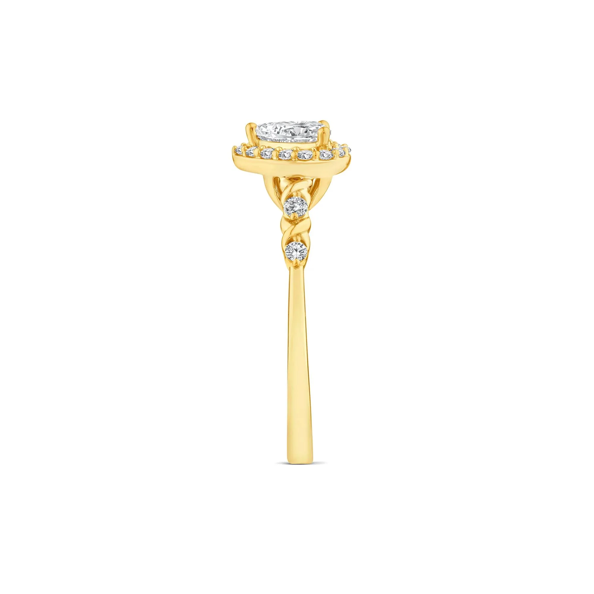 1/2 CT. Tw. Lab Grown Diamond Pear-Shaped Halo Promise Ring 10K Yellow Gold Round Brilliant Cut Size 8 - Image 3