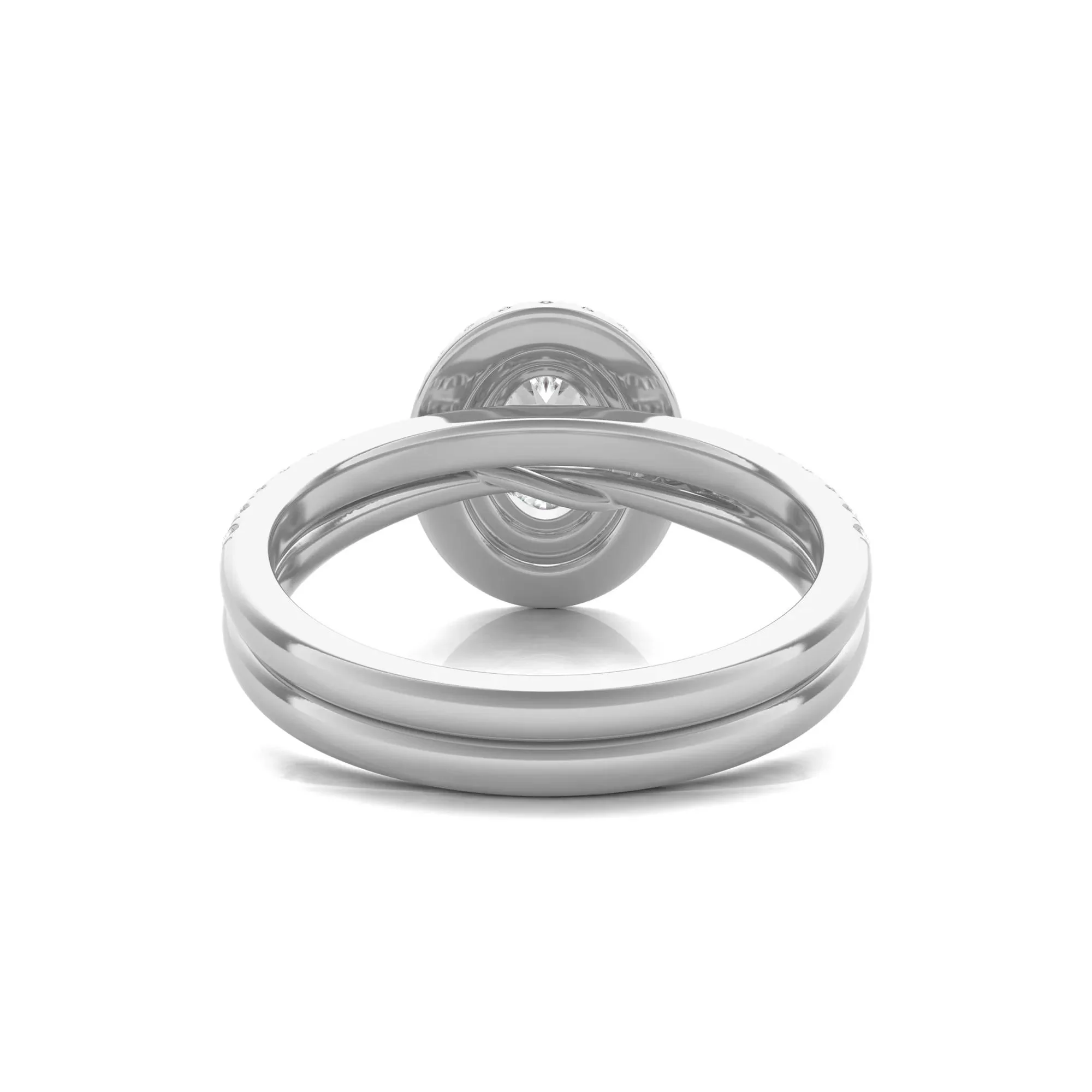 1/2 CT. Tw. Diamond Halo Engagement Ring Set 14K White Gold Round Brilliant Cut Size 8.5 - Image 6