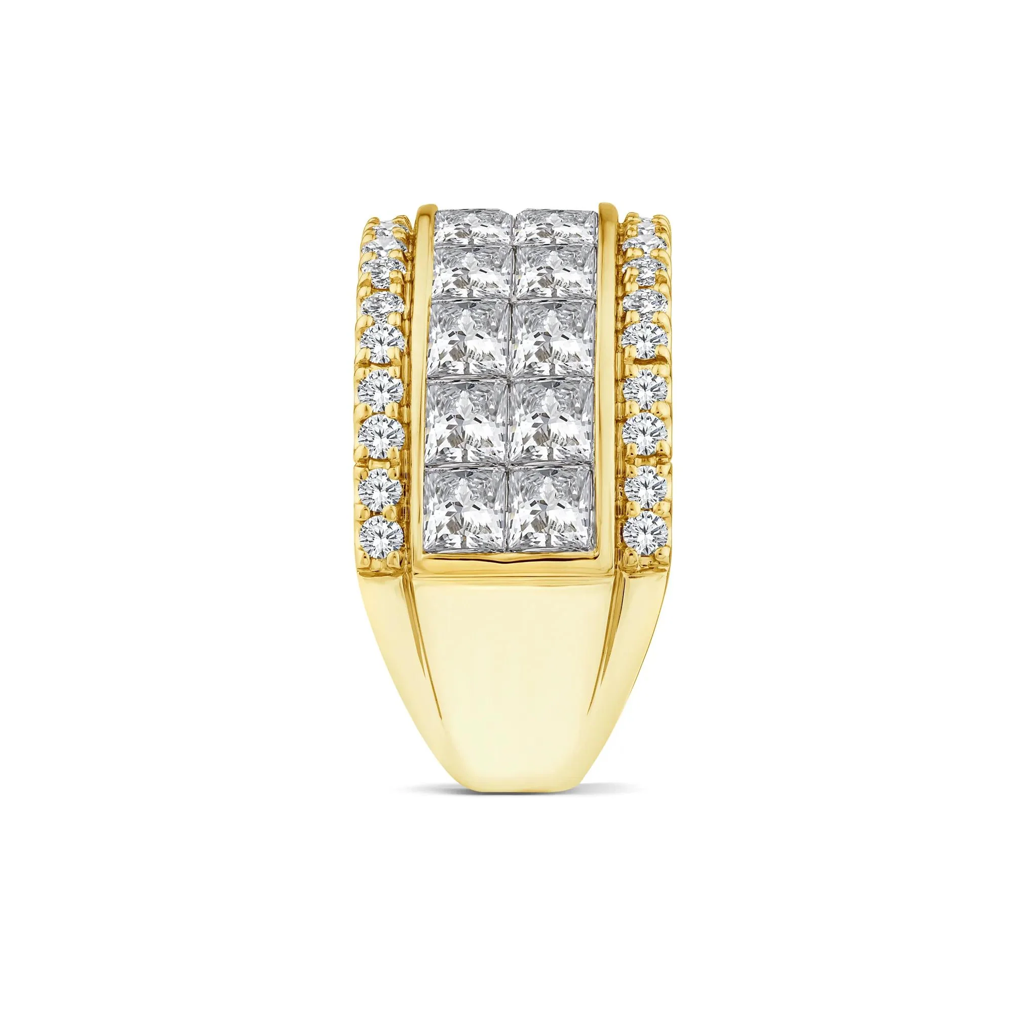4 CT. Tw. Lab Grown Diamond Princess-Cut and Round Multi-Row Band Ring 10K Yellow Gold Round Brilliant Cut Size 8.5 - Image 3