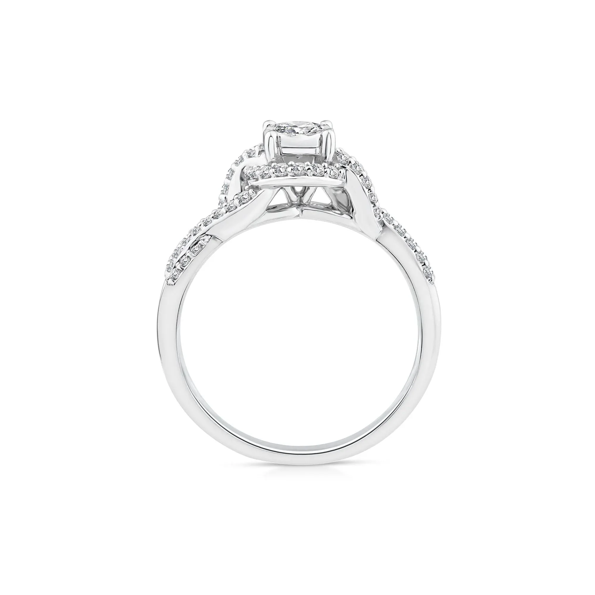 1/2 CT. Tw. Lab Grown Diamond Promise Ring 10K White Gold Round Brilliant Cut Size 7 - Image 2