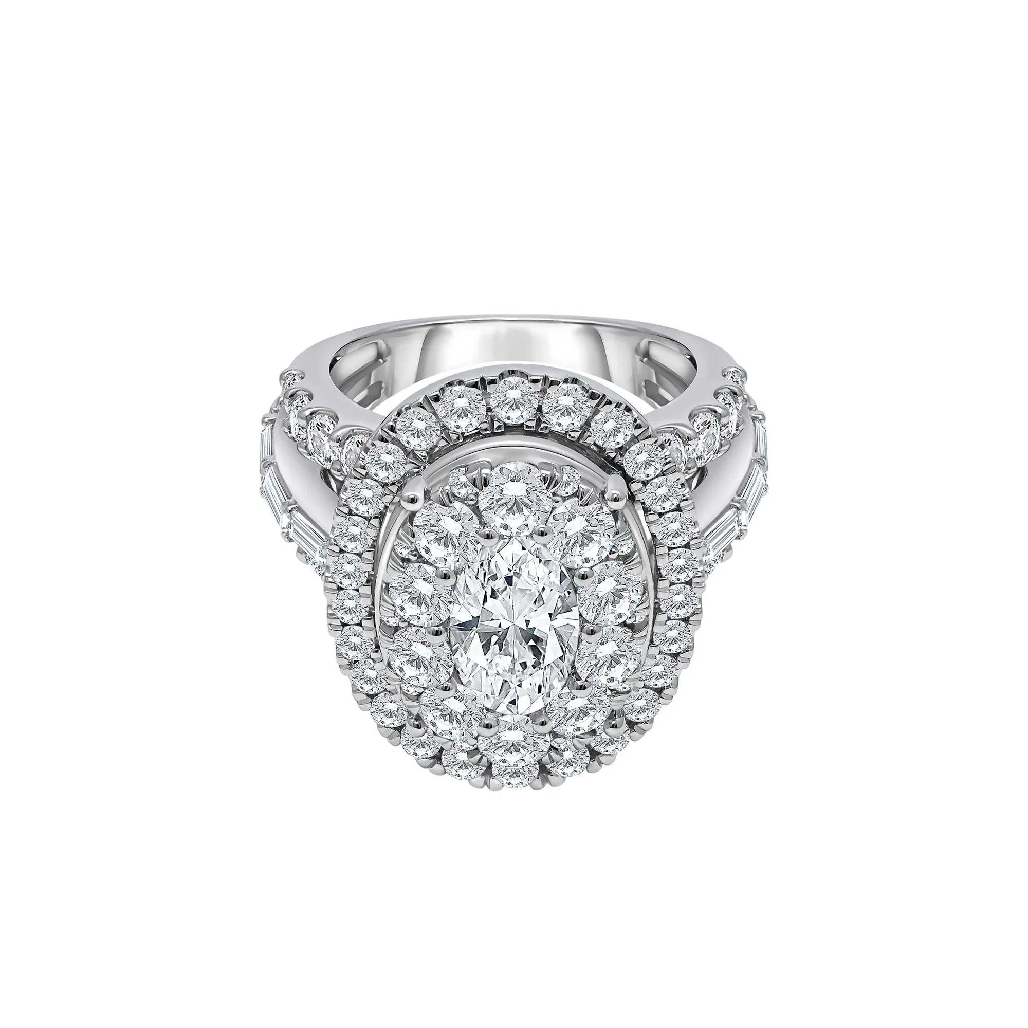 5 CT. Tw. Lab Grown Diamond Composite Ring 10K White Gold Round Brilliant Cut Size 6.5